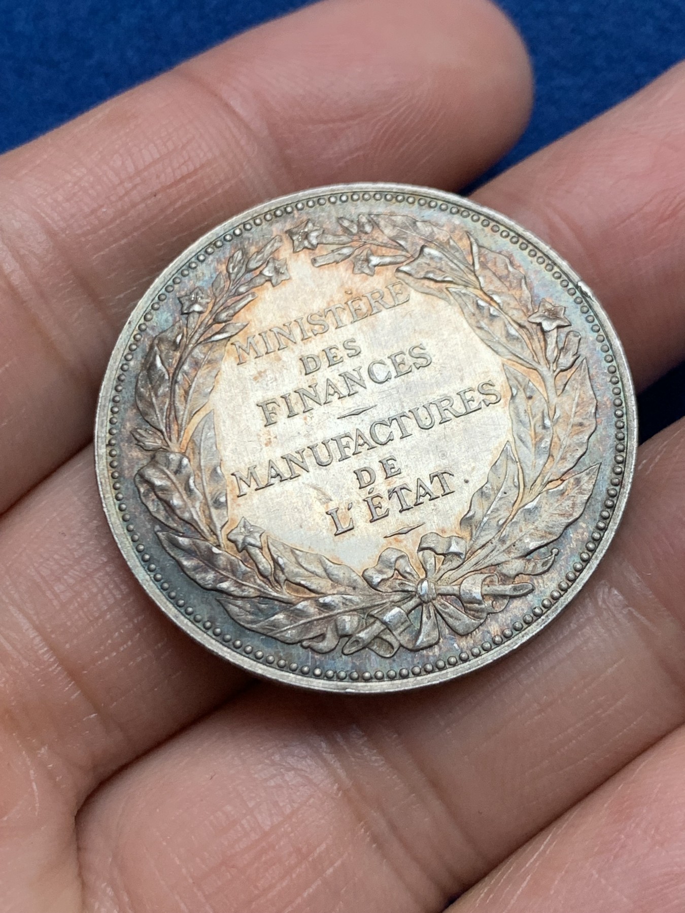 《竞宝斋》第250场-周日，周一 ，周二3场连拍 (全场包邮) 法国国家制造业财政部银质jeton，玛丽安娜，16.18g，33.8mm，丰饶角边铭