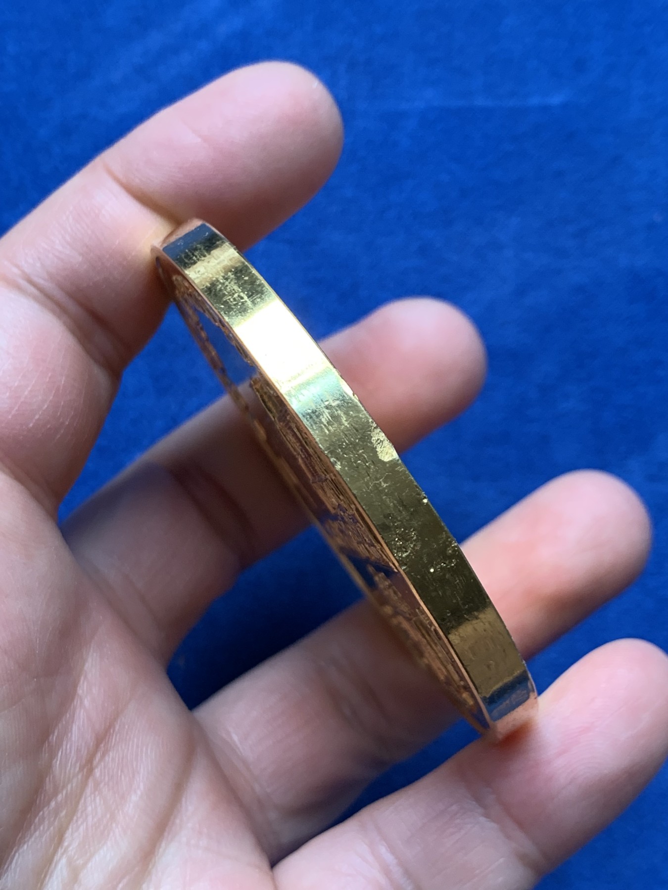 《竞宝斋》第250场-周日，周一 ，周二3场连拍 (全场包邮) 英国1991年伦敦-布里斯托尔城际铁路镀金铜奖章，131.13g，63.2mm，无边铭