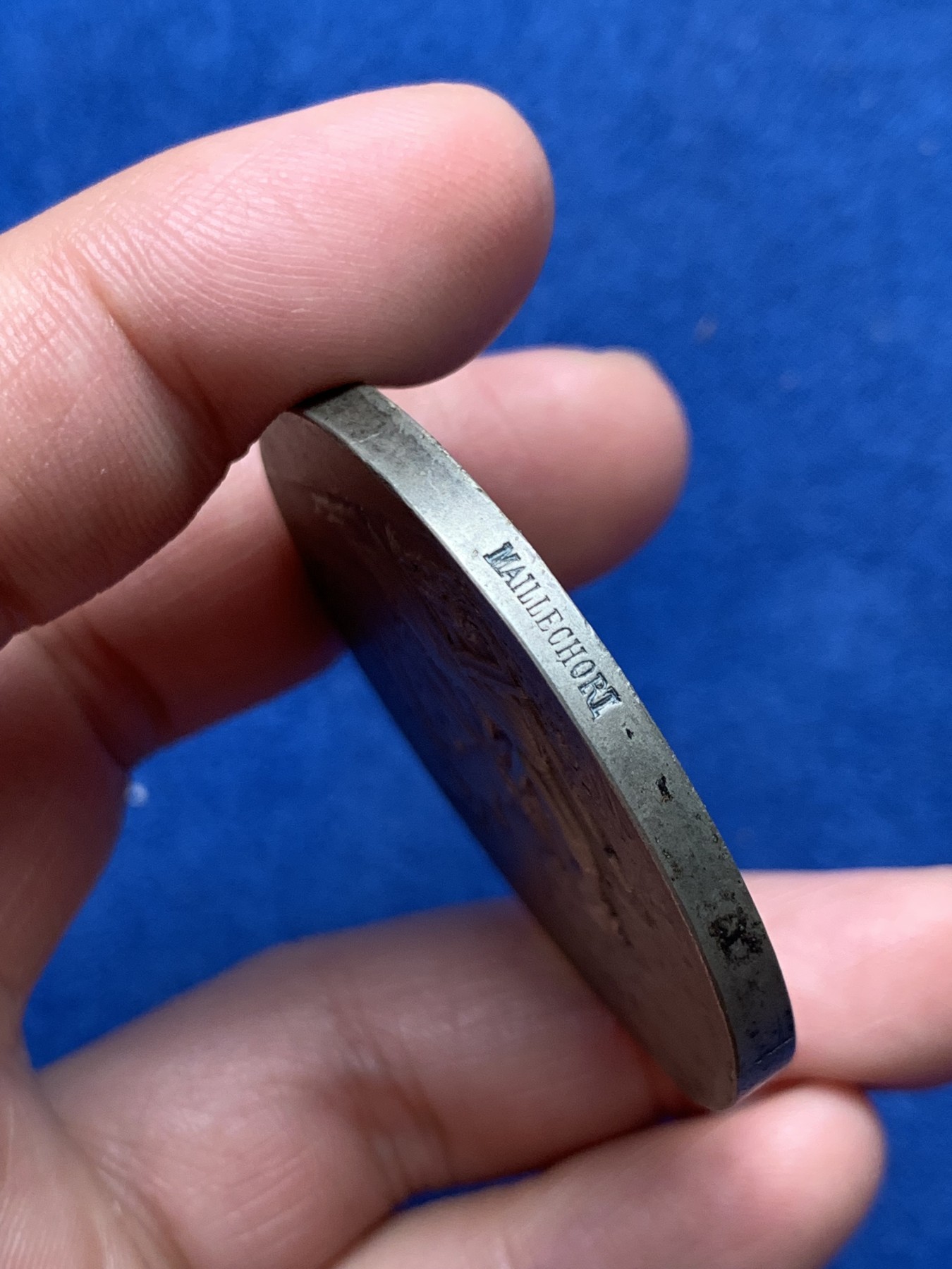 《竞宝斋》第250场-周日，周一 ，周二3场连拍 (全场包邮) 法国园艺白铜奖章，46.86g，46.8mm，边铭maillechort（白铜）