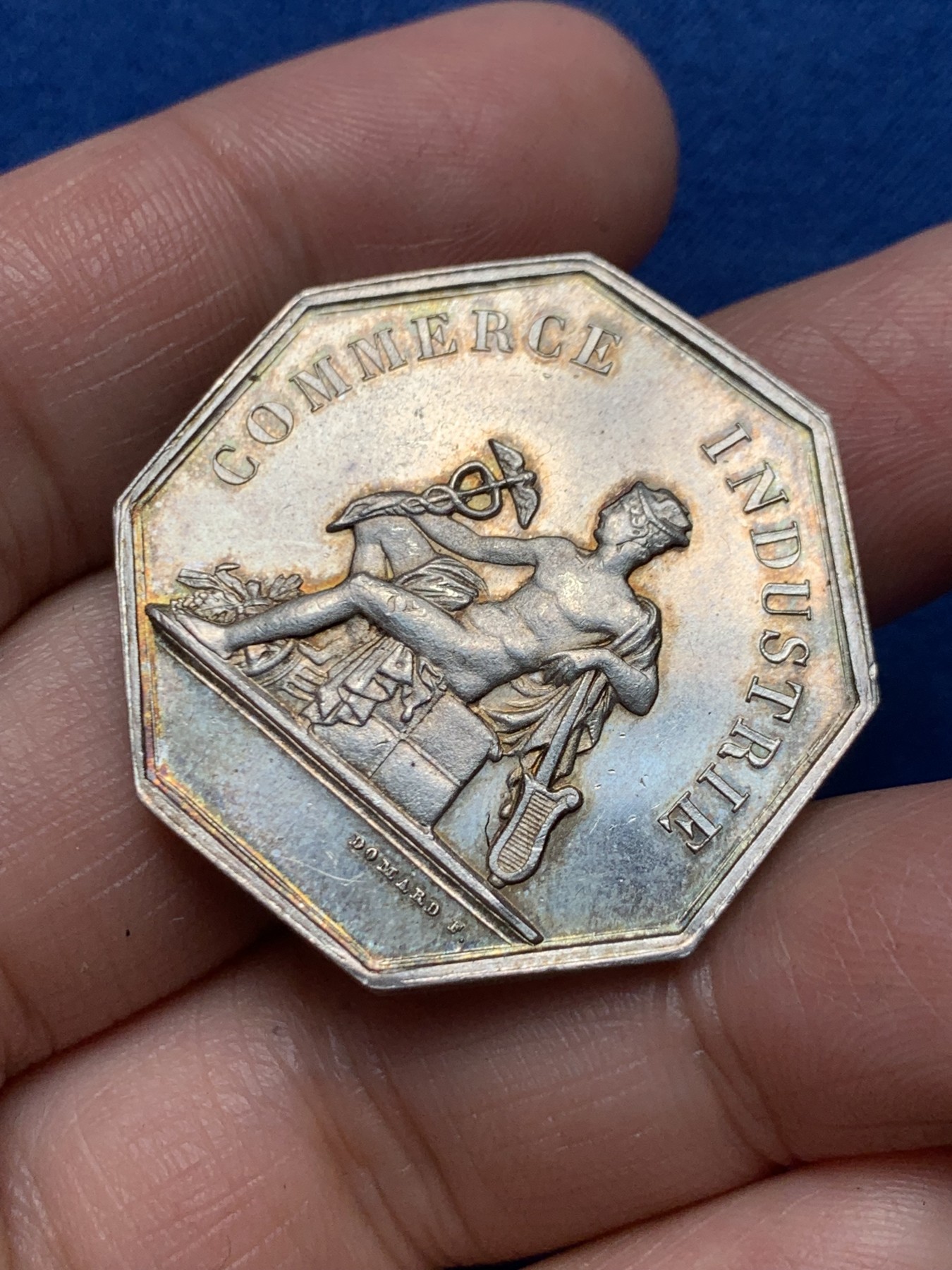 《竞宝斋》第250场-周日，周一 ，周二3场连拍 (全场包邮) 法国八角JETON银质八角，迪耶普商会，17.45g，33.8mm，丰饶角边铭