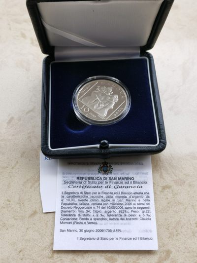 道一币馆币章第四十五场 - 原盒证 圣马力诺2006年画家安东尼诺·卡诺瓦诞辰190周年10欧元银币