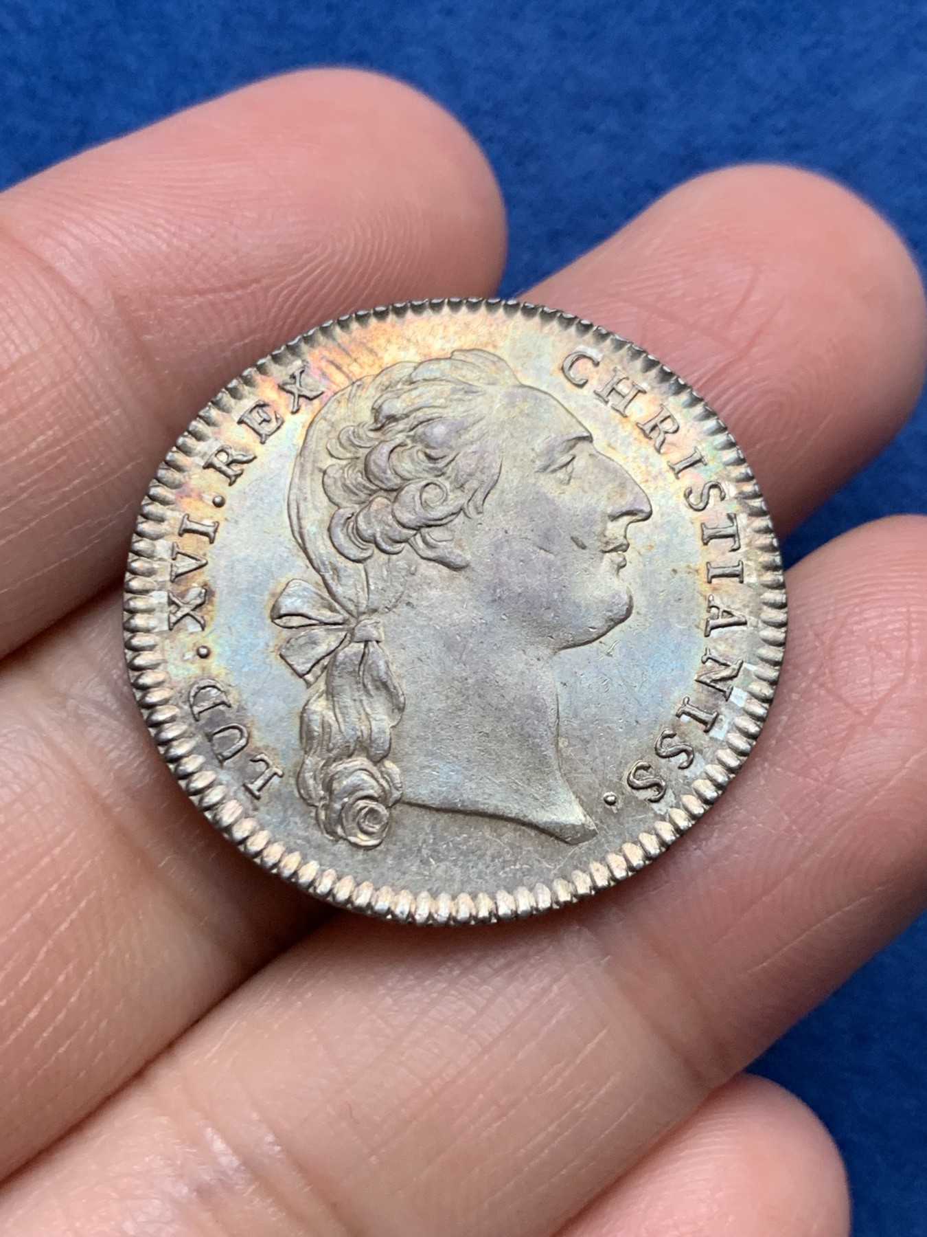 《竞宝斋》第250场-周日，周一 ，周二3场连拍 (全场包邮) 法国路易十六时期银质代币，法兰西岛内穆尔选举发行，8.05g，29.5mm，早期无边铭