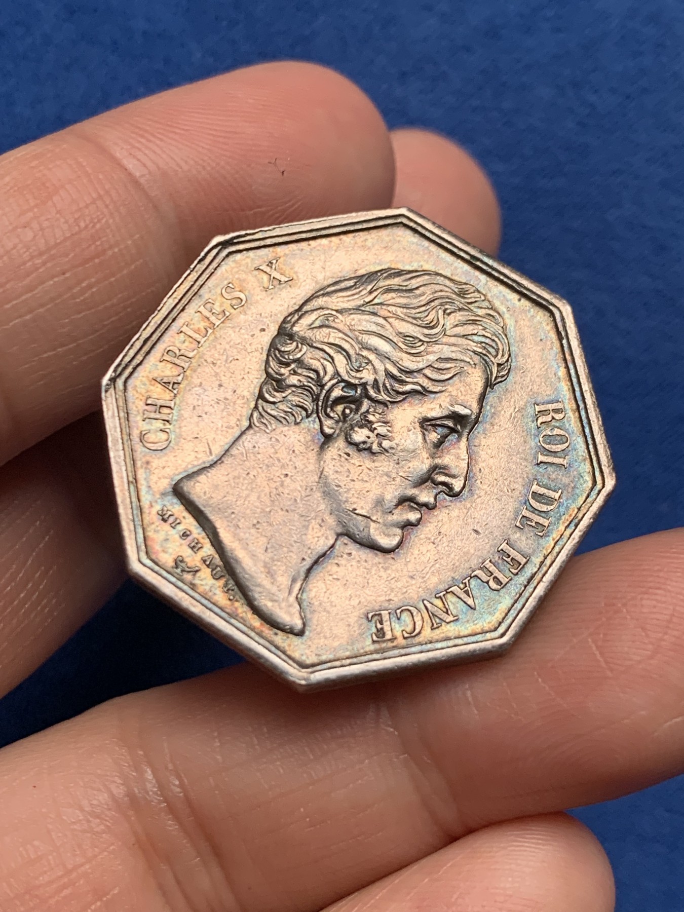 《竞宝斋》第250场-周日，周一 ，周二3场连拍 (全场包邮) 法国八角银章，巴黎公证人，17.27g，32.5mm，早期无边铭