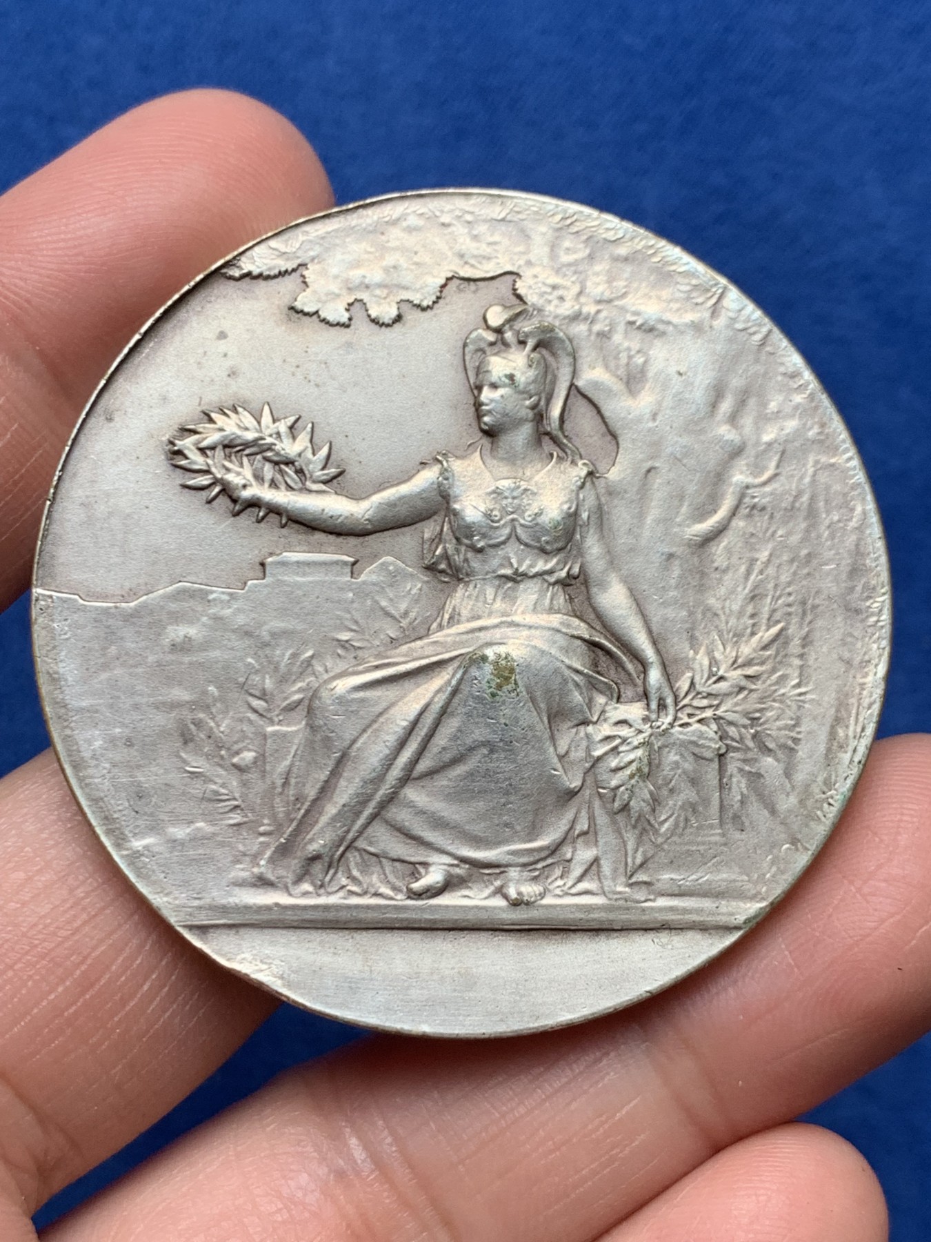 《竞宝斋》第250场-周日，周一 ，周二3场连拍 (全场包邮) 法国镀银铜章，由吉伦特省提供，57.25g，50mm，无边铭