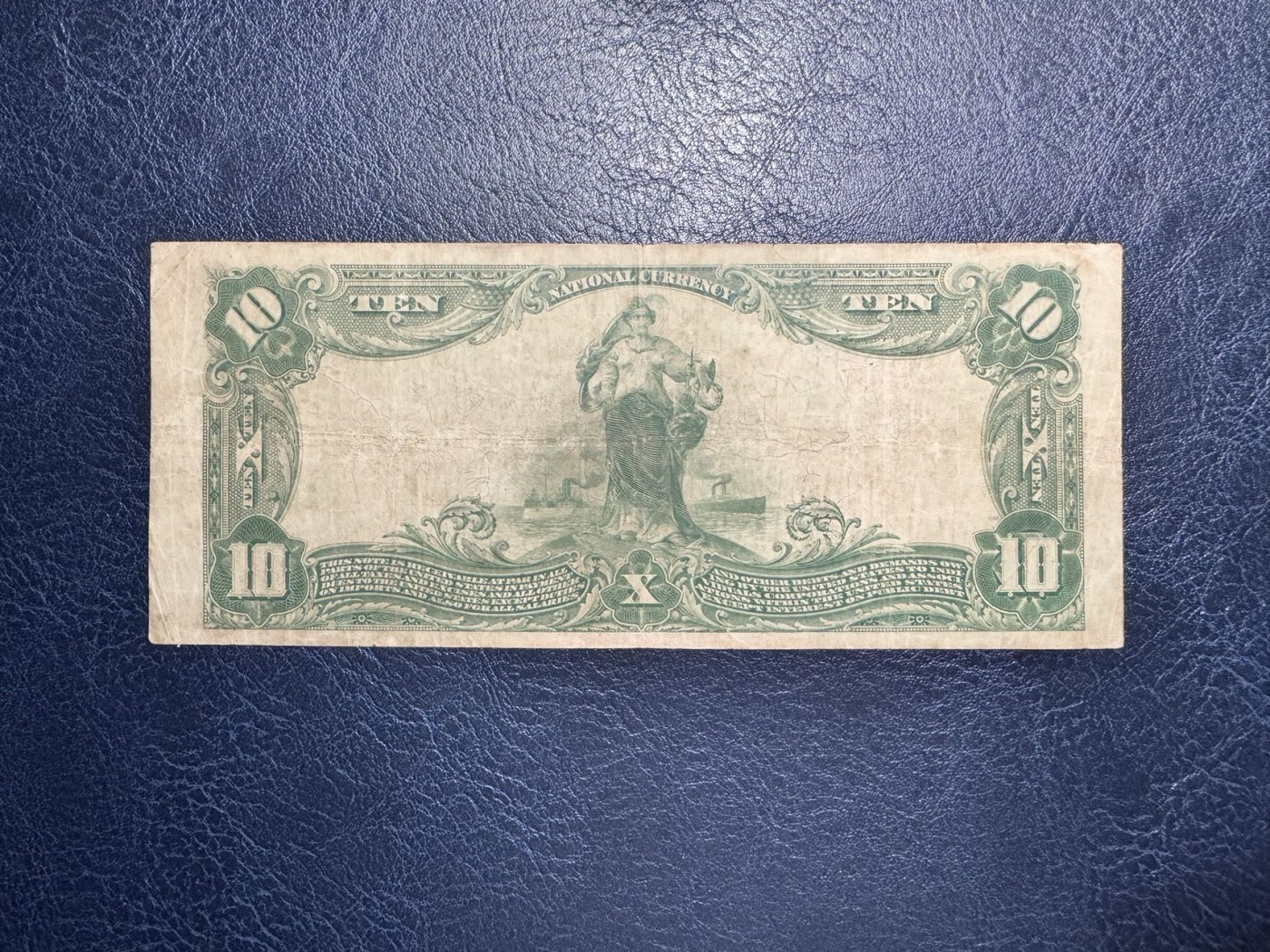 收藏联盟Quantum Auction 第331期拍卖  美国1905年国民银行券10元 品相如图 稀少 大票幅 号码无4