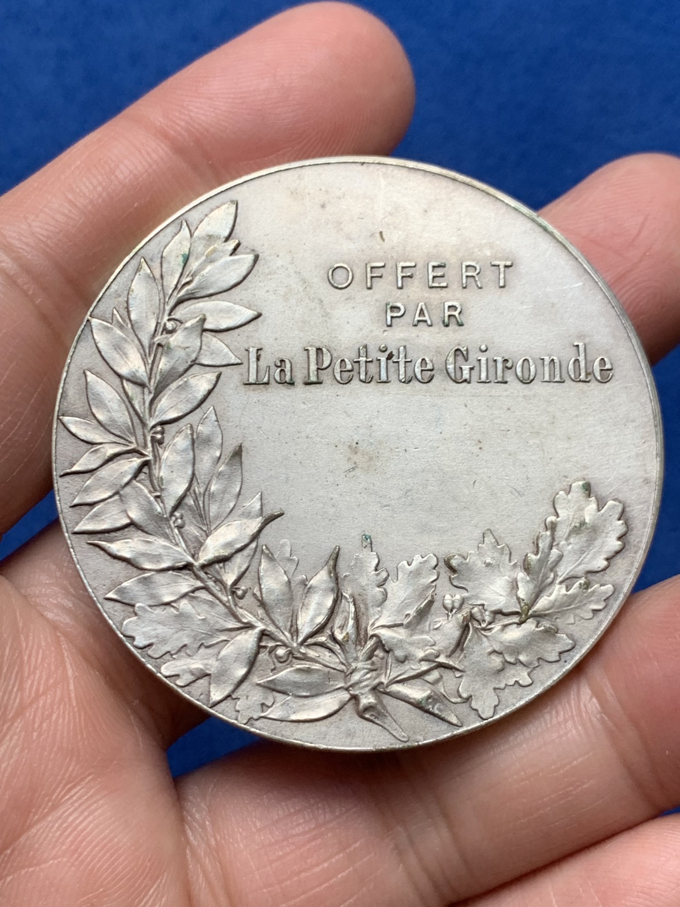 《竞宝斋》第250场-周日，周一 ，周二3场连拍 (全场包邮) 法国镀银铜章，由吉伦特省提供，57.25g，50mm，无边铭