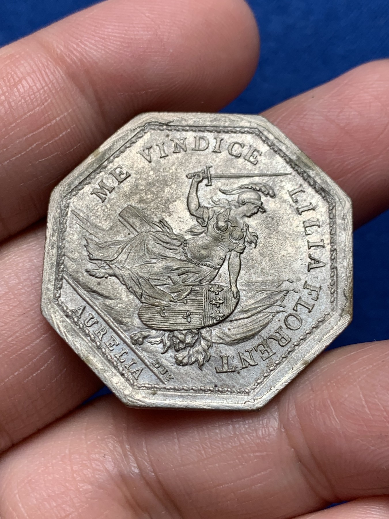 《竞宝斋》第250场-周日，周一 ，周二3场连拍 (全场包邮) 法国奥尔良市长八角银质代币，16.52g，33.3mm，无边铭