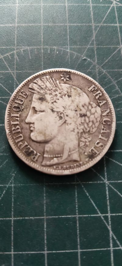 外国硬币初藏2024年第6场 - 法国5法郎谷物女神银币1850年。