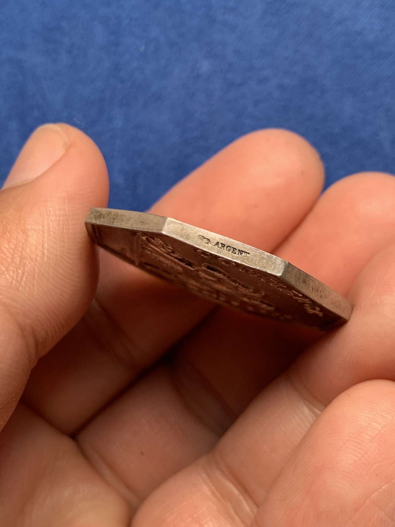 《竞宝斋》第250场-周日，周一 ，周二3场连拍 (全场包邮) 法国八角JETON银质八角，迪耶普商会，17.45g，33.8mm，丰饶角边铭