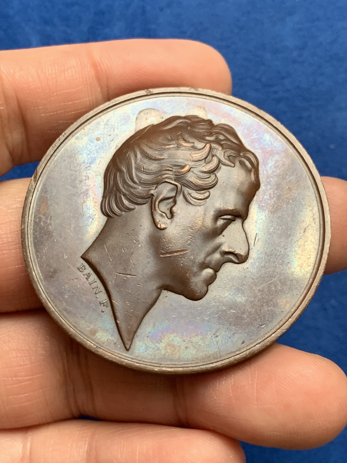 《竞宝斋》第249场-周日，周一 ，周二3场连拍 (全场包邮) 1830 英国乔治格兰维尔铜章，直径48.8mm,约52克