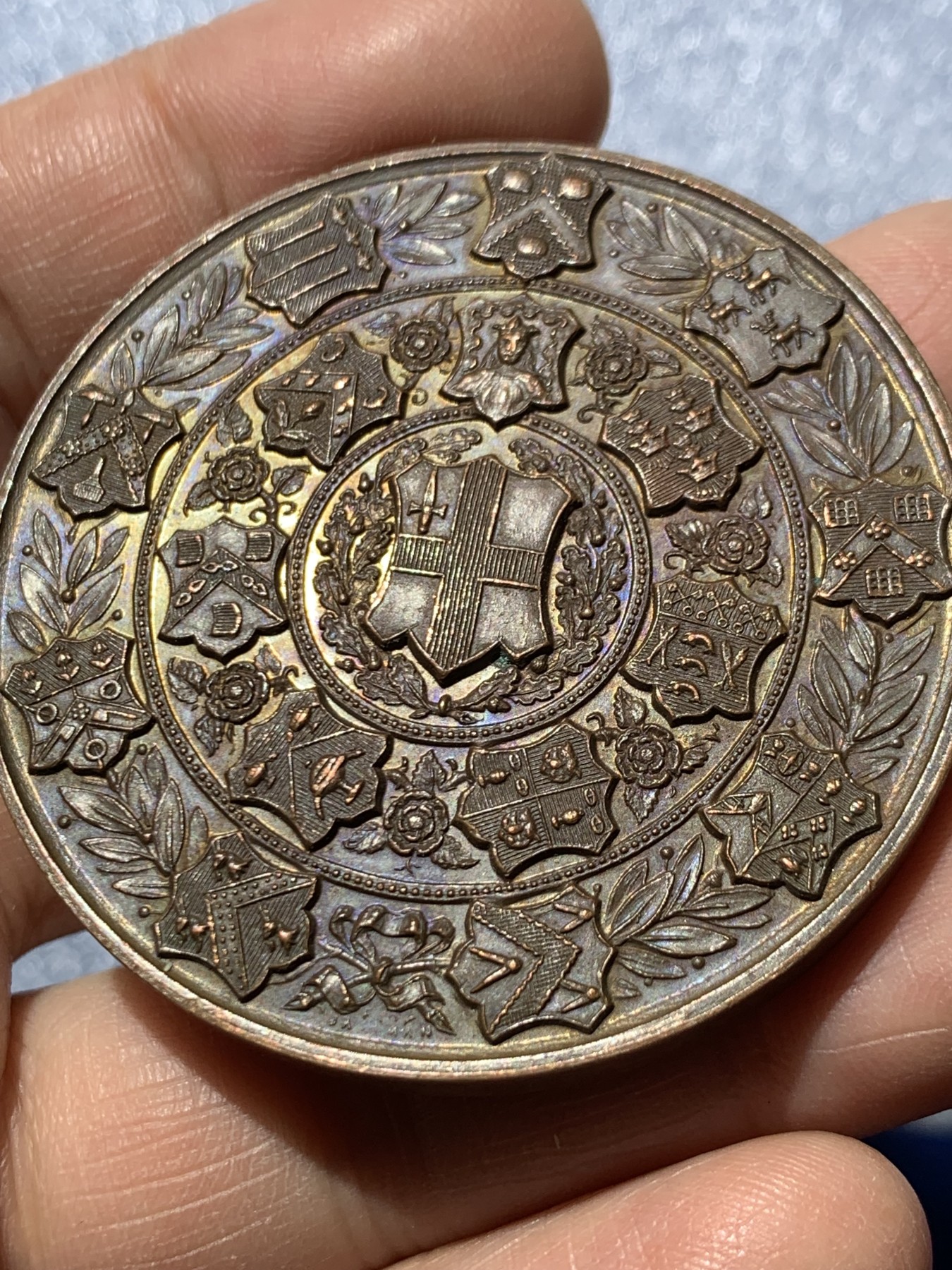 《竞宝斋》第249场-周日，周一 ，周二3场连拍 (全场包邮) 1910 英国伦敦科技协会铜章，直径51.1mm，约72.9克