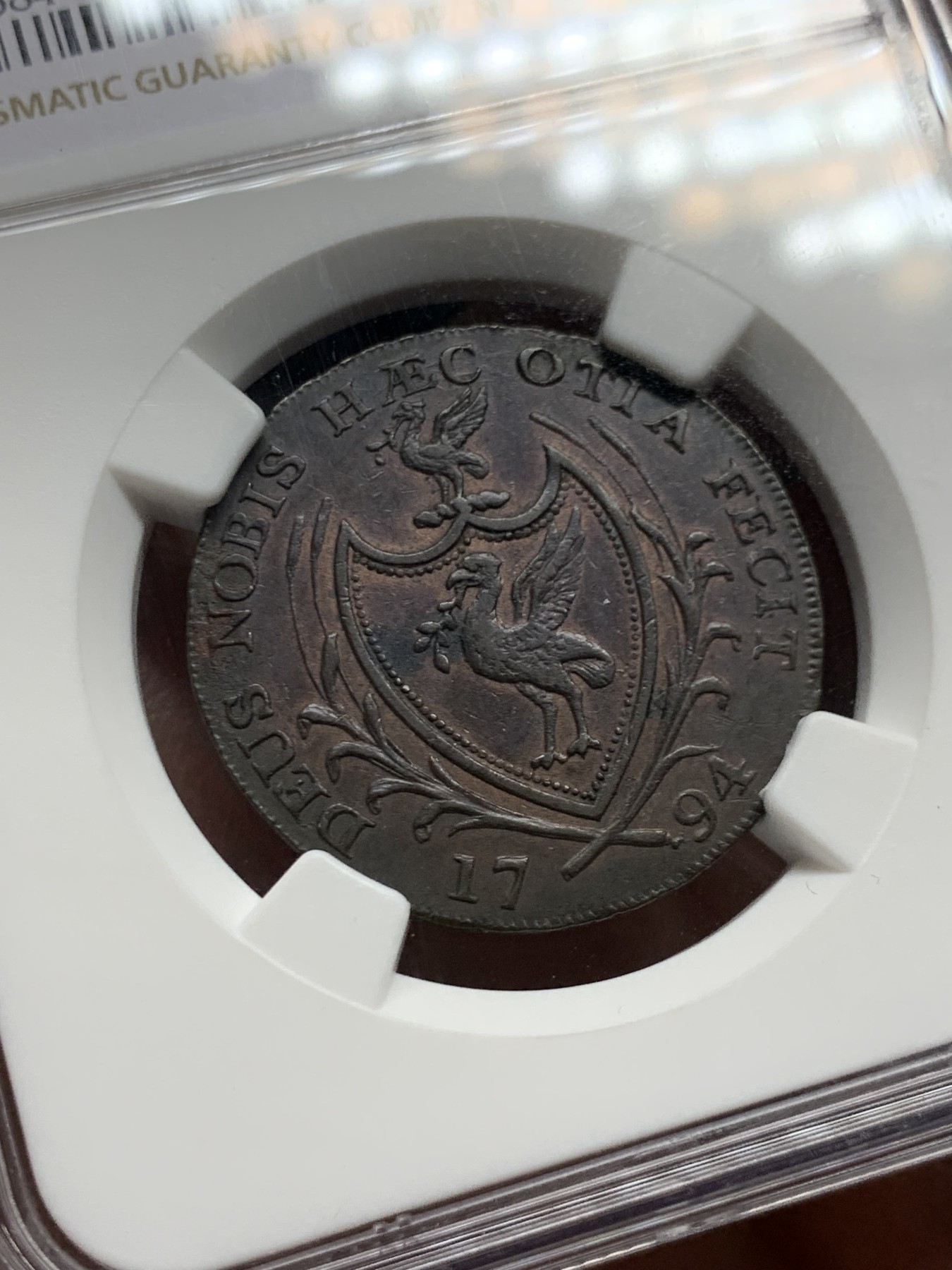 《竞宝斋》第249场-周日，周一 ，周二3场连拍 (全场包邮) NGC  AU58BN  英国  1794年  兰开夏郡利物浦1/2便士TOKEN代用币