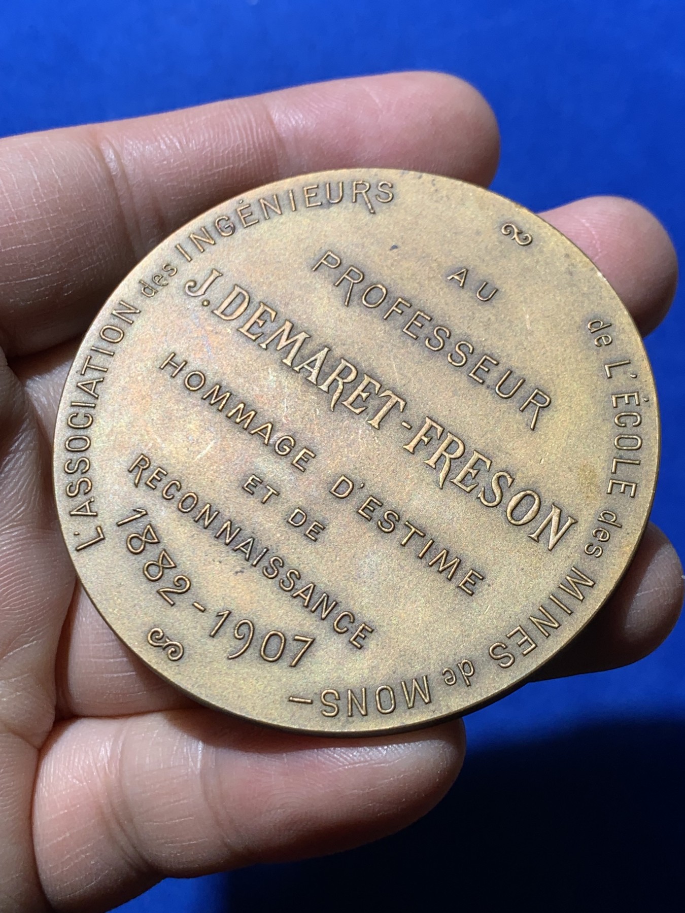 《竞宝斋》第249场-周日，周一 ，周二3场连拍 (全场包邮) 1907 比利时德马雷特教授铜章，直径60mm，约82.7克