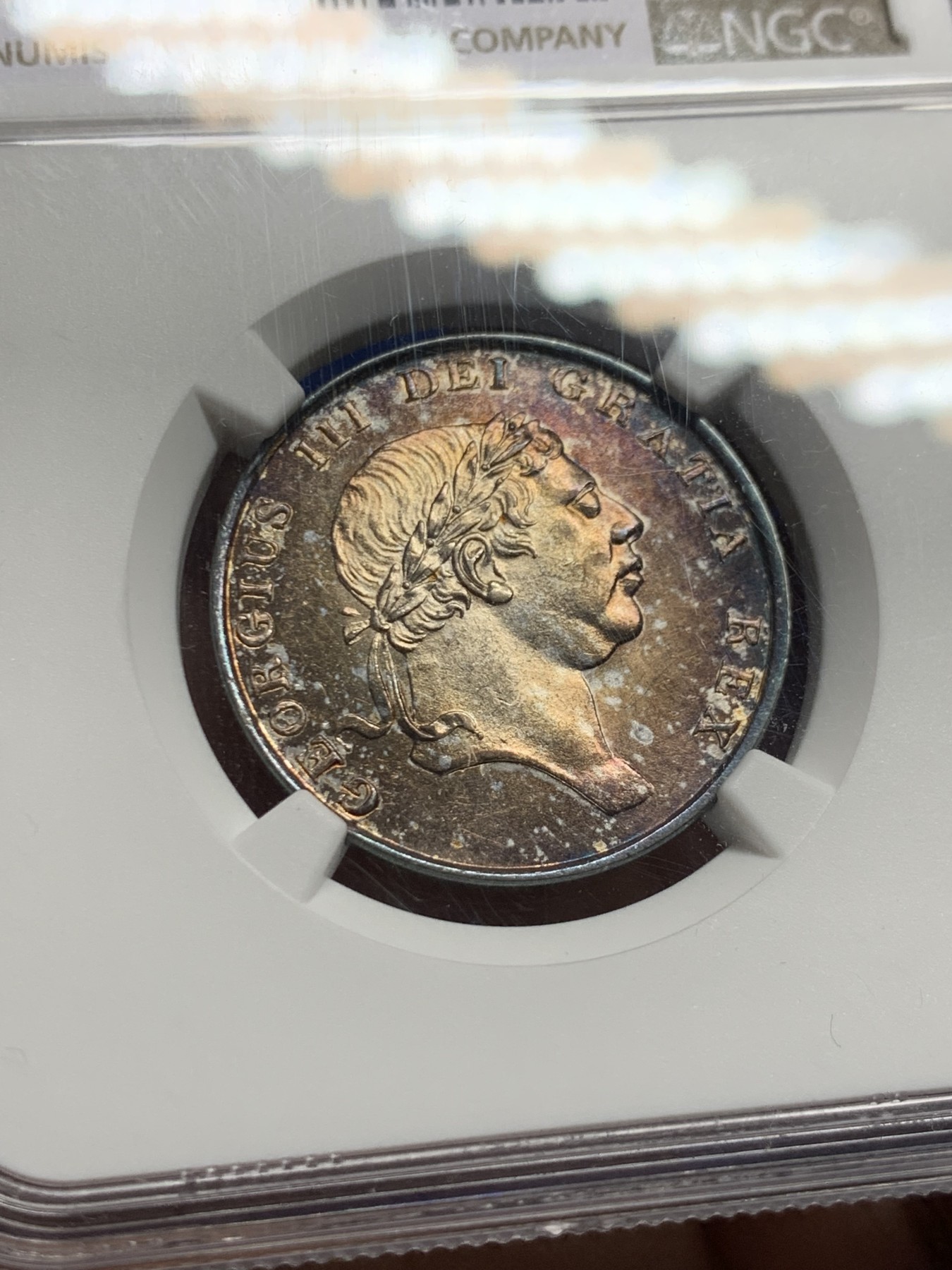 《竞宝斋》第249场-周日，周一 ，周二3场连拍 (全场包邮) NGC  MS62  英国  1813年  英格兰银行18便士，包浆非常漂亮，品相不错