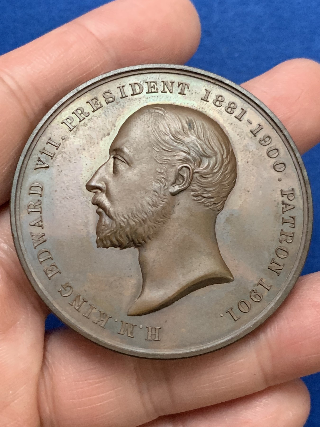 《竞宝斋》第249场-周日，周一 ，周二3场连拍 (全场包邮) 1903 英国爱德华七世科技协会铜章，直径51.4mm，约58.7克