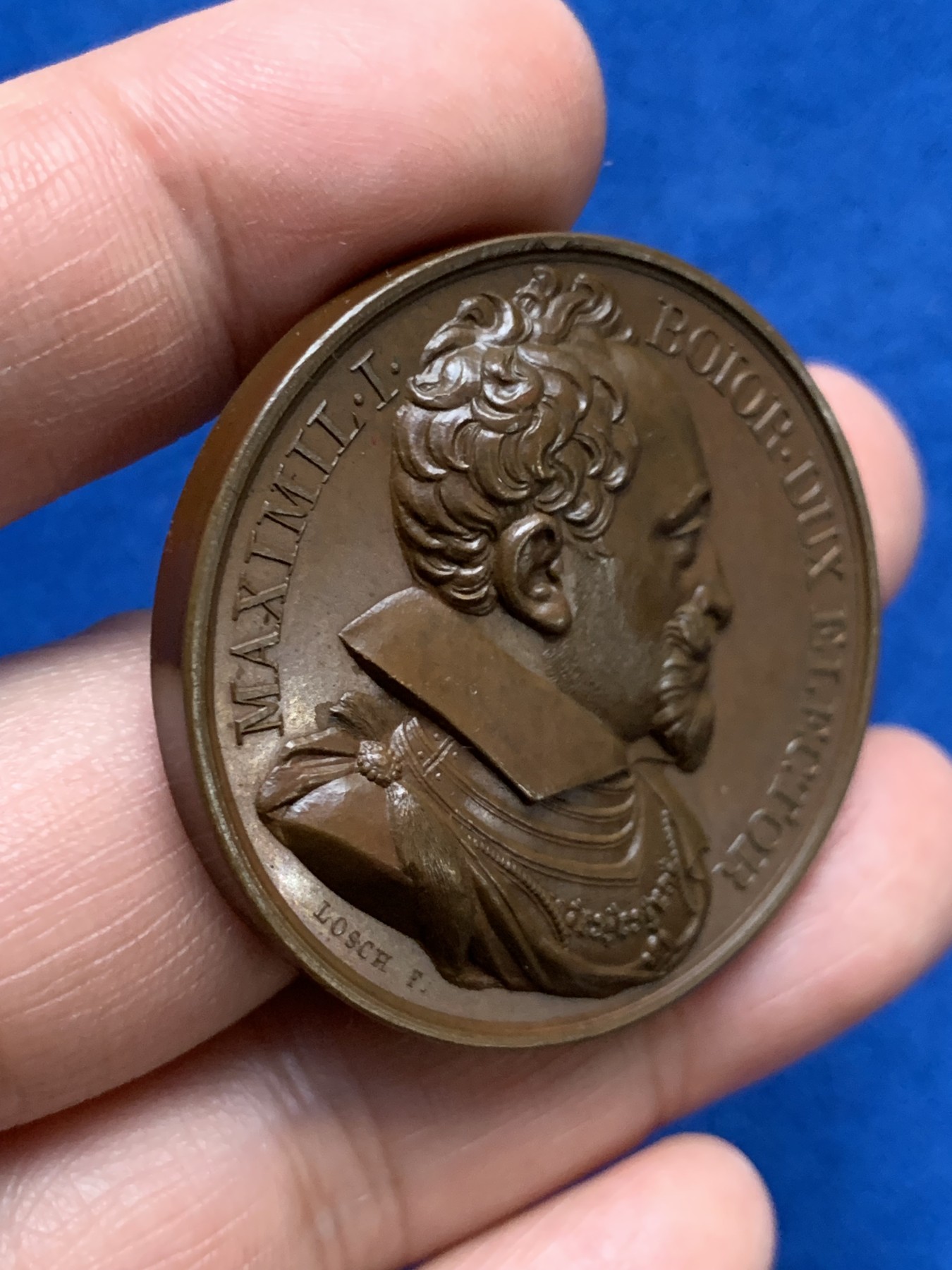 《竞宝斋》第249场-周日，周一 ，周二3场连拍 (全场包邮) 1822 法国人物系列马克西米尔·博伊尔铜章，直径41.5mm，约48.1克，品相很好，高浮雕