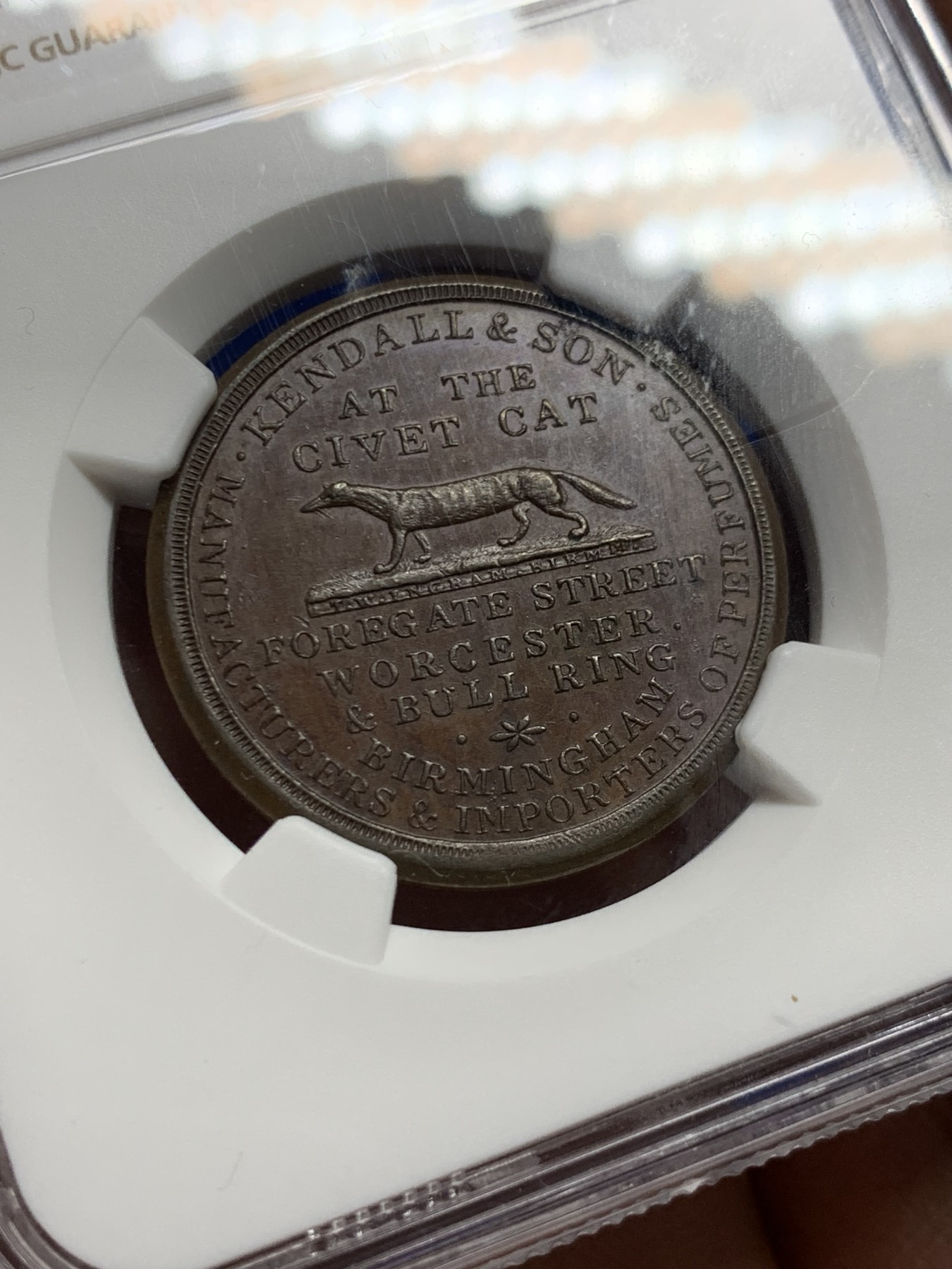 《竞宝斋》第249场-周日，周一 ，周二3场连拍 (全场包邮) NGC  MS64BN  英国  1826年  伍斯特1/2便士TOKEN代用币