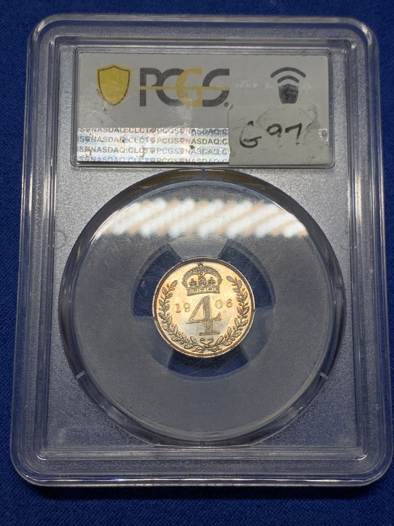 《竞宝斋》第249场-周日，周一 ，周二3场连拍 (全场包邮) PCGS  PL64  英国  1906年  爱德华七世濯足节4便士