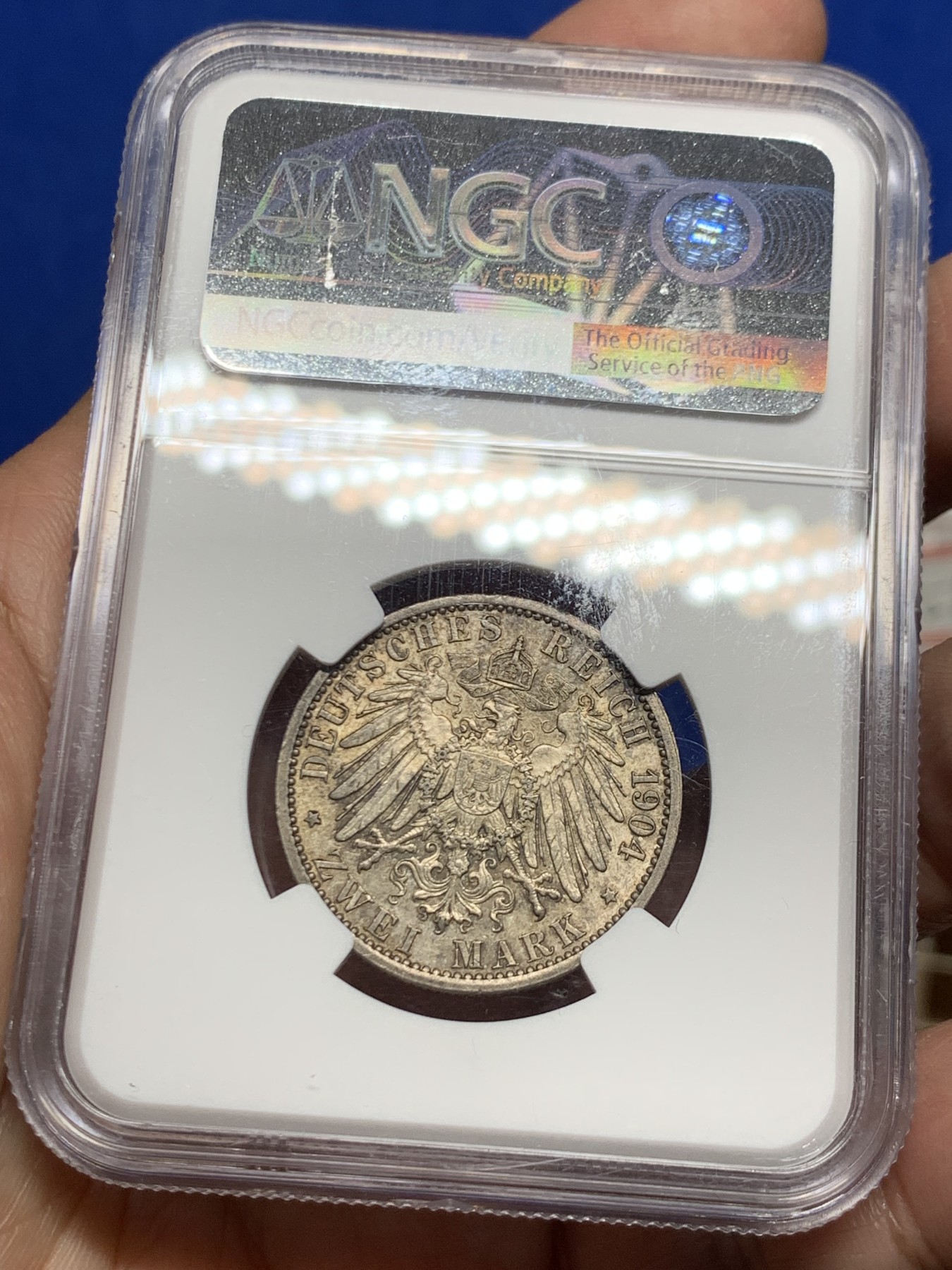 《竞宝斋》第249场-周日，周一 ，周二3场连拍 (全场包邮) NGC  MS63  德国  1904年  黑森达姆施塔特2马克