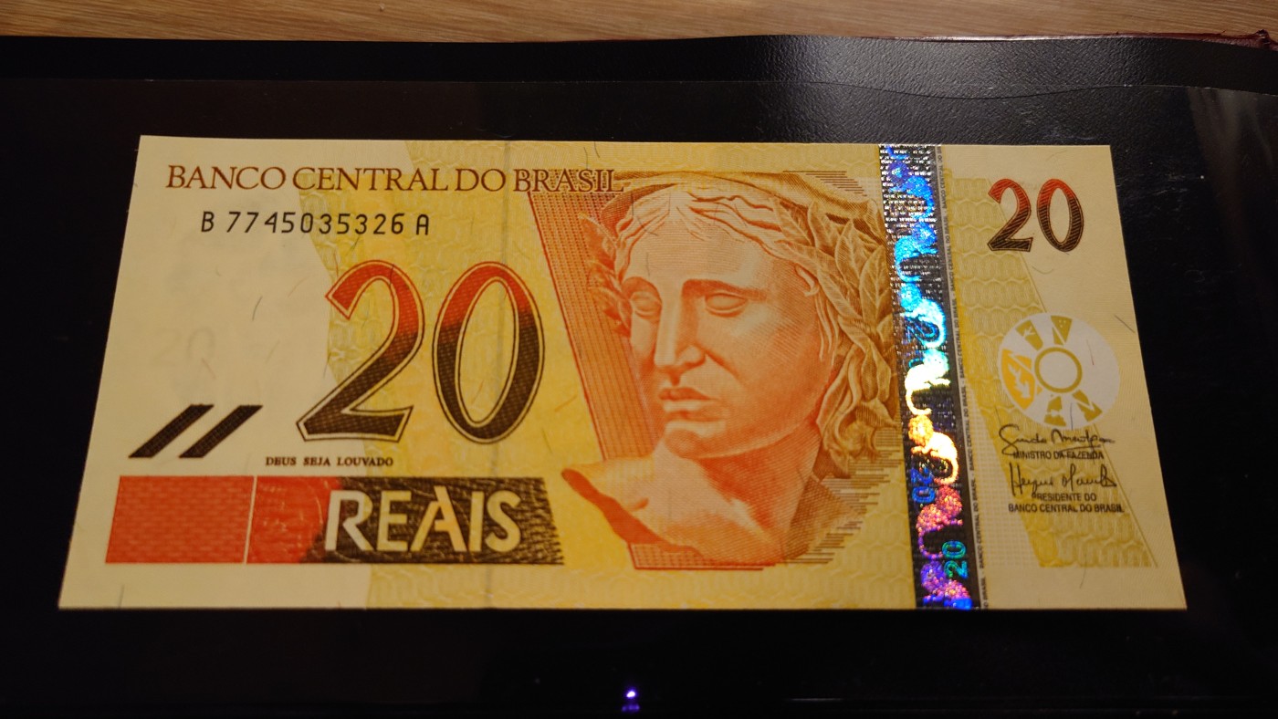 【世界钱币】精选微拍第98期暨2024年第9期  老版巴西20雷亚尔 全新绝品尾号326