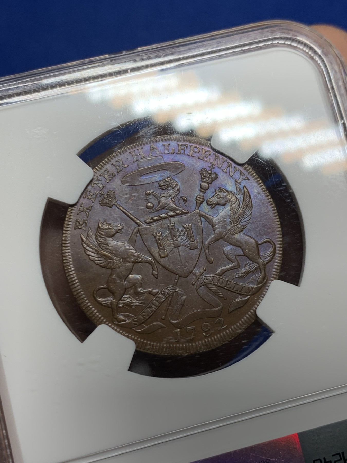 《竞宝斋》第249场-周日，周一 ，周二3场连拍 (全场包邮) NGC  MS64BN  英国  1792年  德文郡埃克塞特1/2便士TOKEN代用币