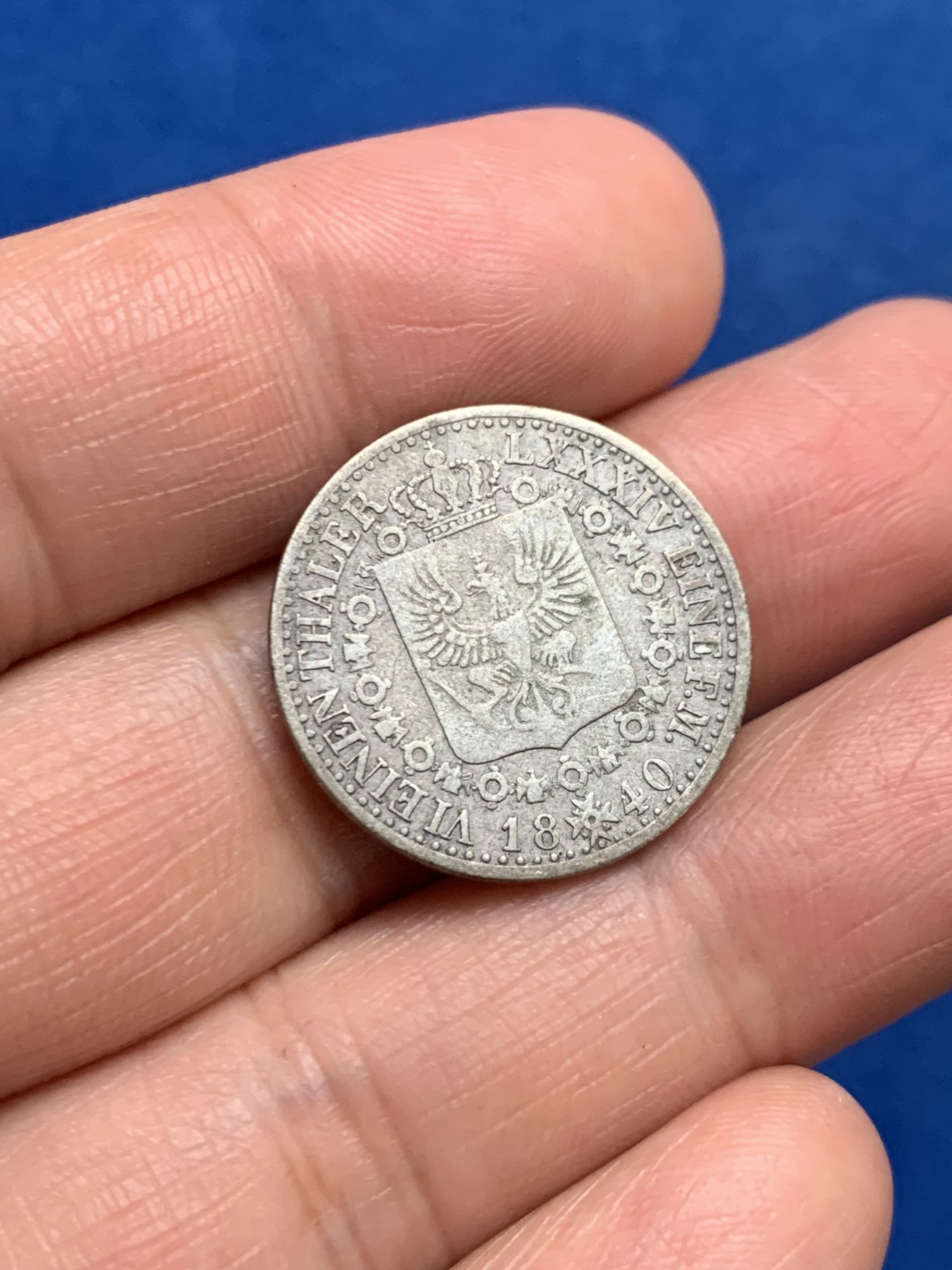 《竞宝斋》第249场-周日，周一 ，周二3场连拍 (全场包邮) 1840年德国普鲁士威廉三世1/6泰勒银币