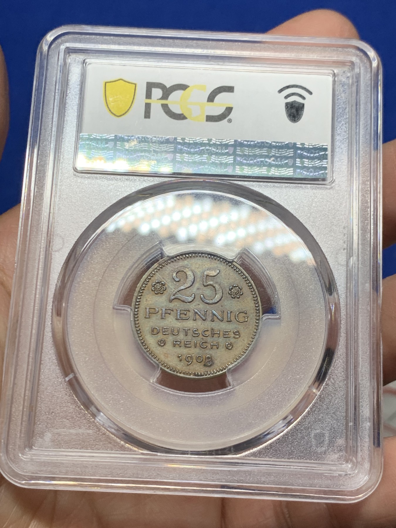 《竞宝斋》第249场-周日，周一 ，周二3场连拍 (全场包邮) PCGS  SP62BN  德国  1908年  25芬尼少见铜样币