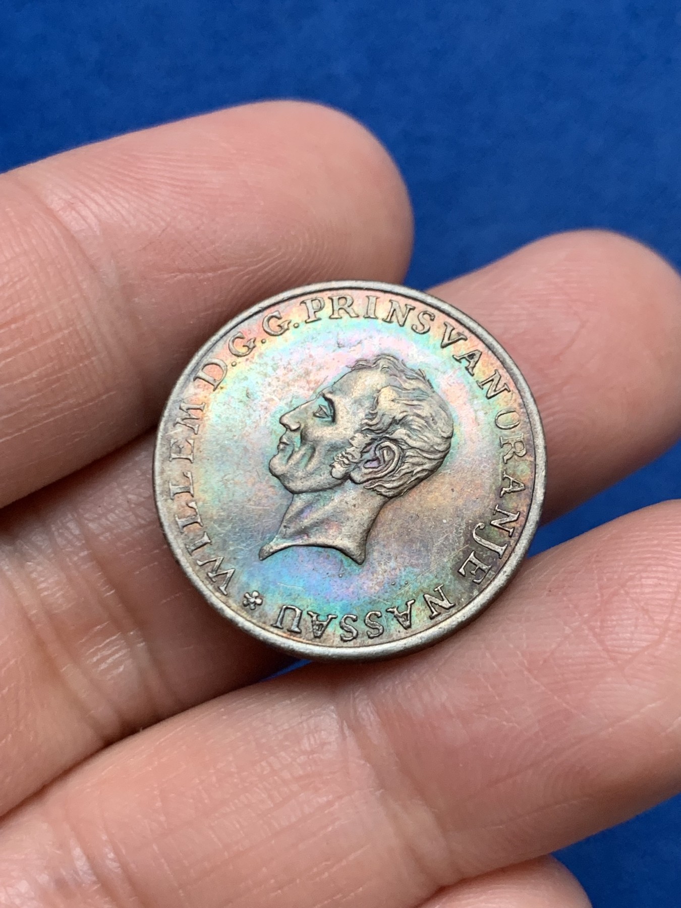 《竞宝斋》第249场-周日，周一 ，周二3场连拍 (全场包邮) 1814 荷兰国王威廉小银章，直径23mm，约6.1克