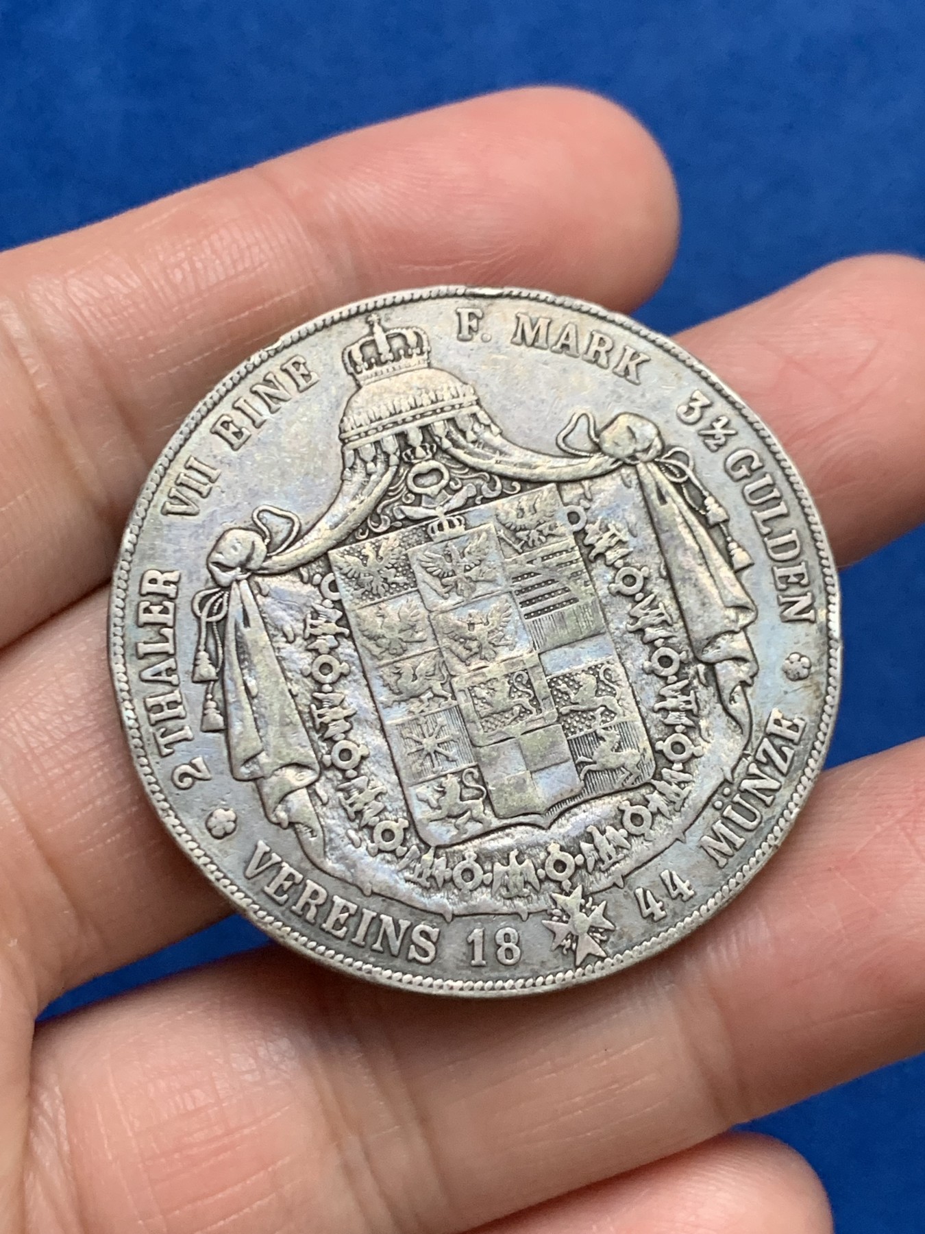 《竞宝斋》第249场-周日，周一 ，周二3场连拍 (全场包邮) 1844年德国普鲁士威廉四世2泰勒银币