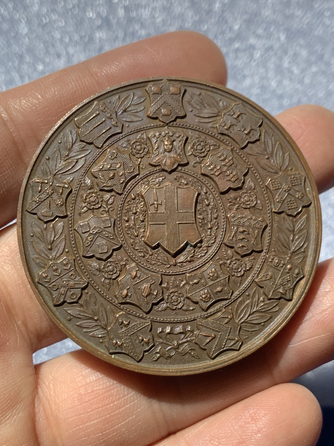 《竞宝斋》第249场-周日，周一 ，周二3场连拍 (全场包邮) 1910 英国伦敦科技协会铜章，直径51.1mm，约72.9克