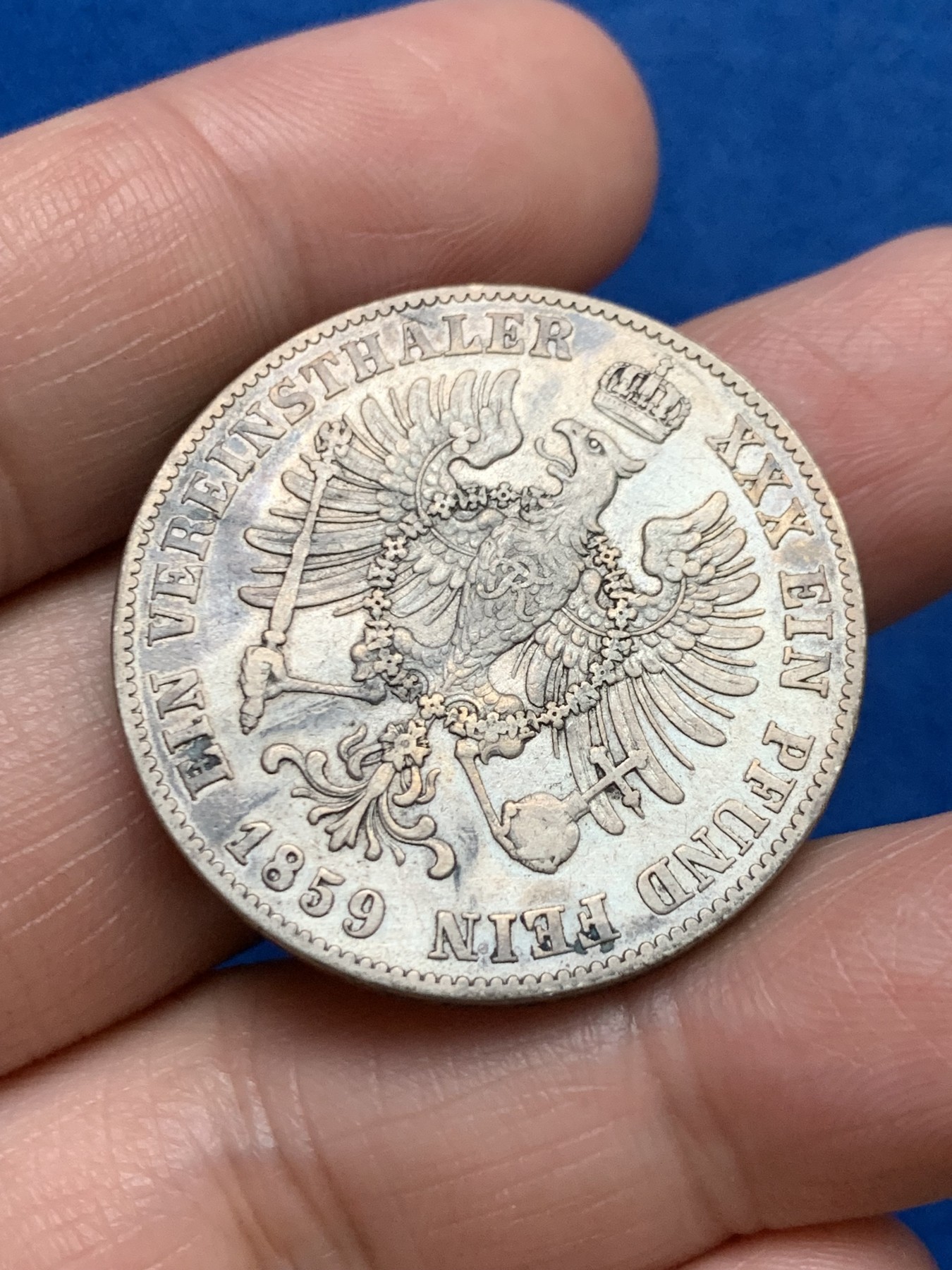 《竞宝斋》第249场-周日，周一 ，周二3场连拍 (全场包邮) 1859年德国普鲁士威廉四世泰勒银币