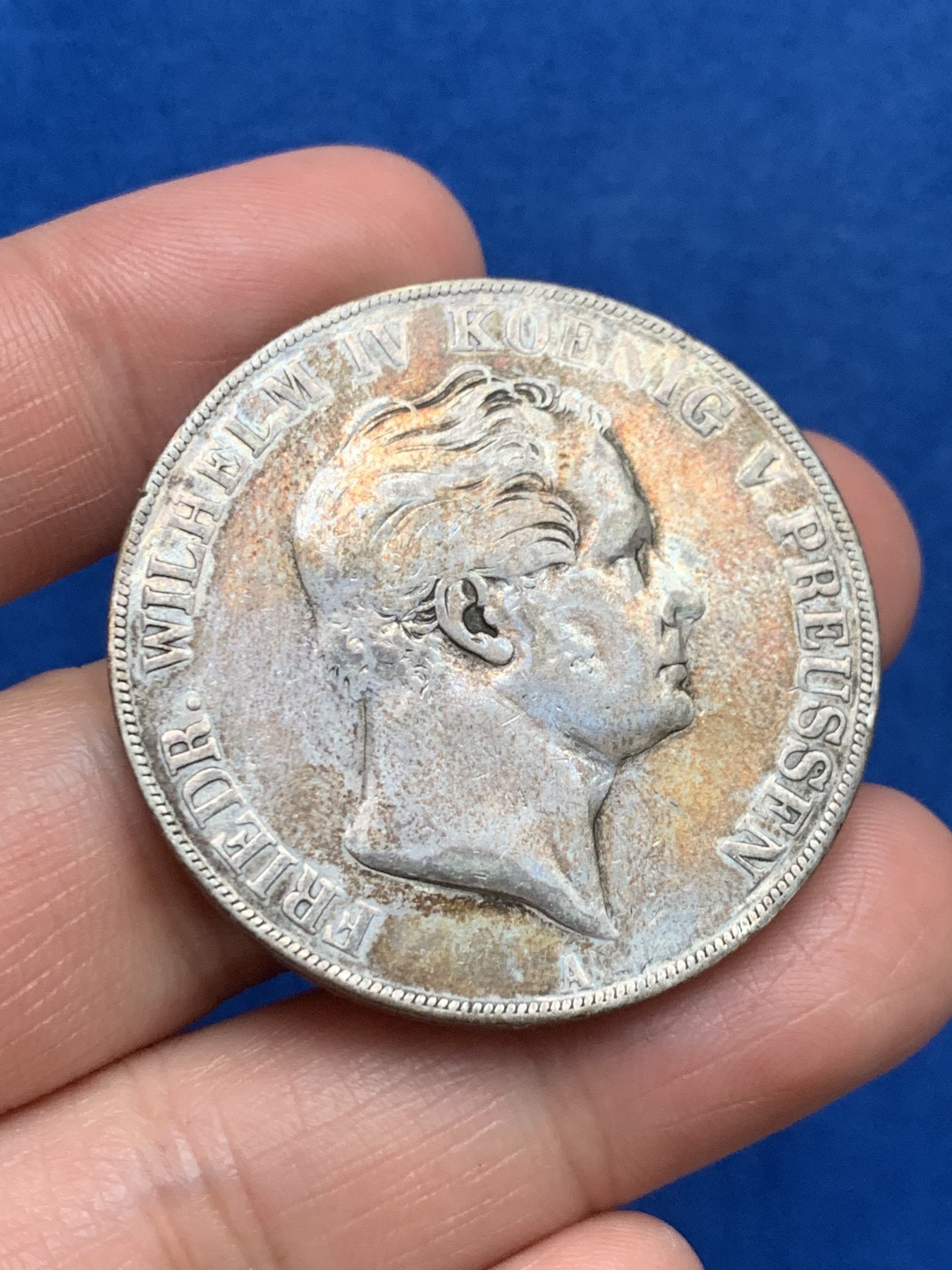 《竞宝斋》第249场-周日，周一 ，周二3场连拍 (全场包邮) 1844年德国普鲁士威廉四世2泰勒银币