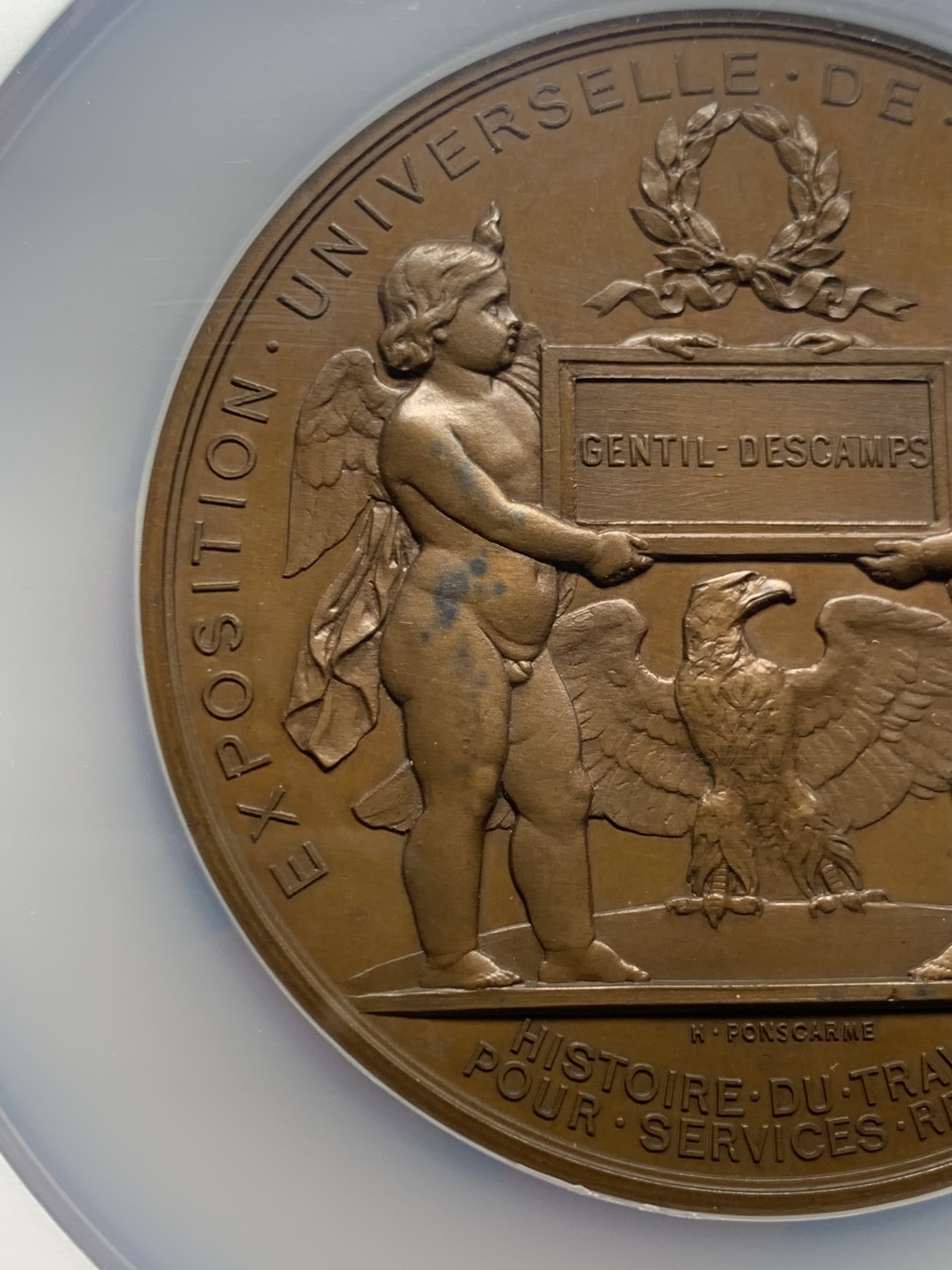 《竞宝斋》第249场-周日，周一 ，周二3场连拍 (全场包邮) NGC  MS63BN  法国  1867 拿破仑三世巴黎世博会铜章