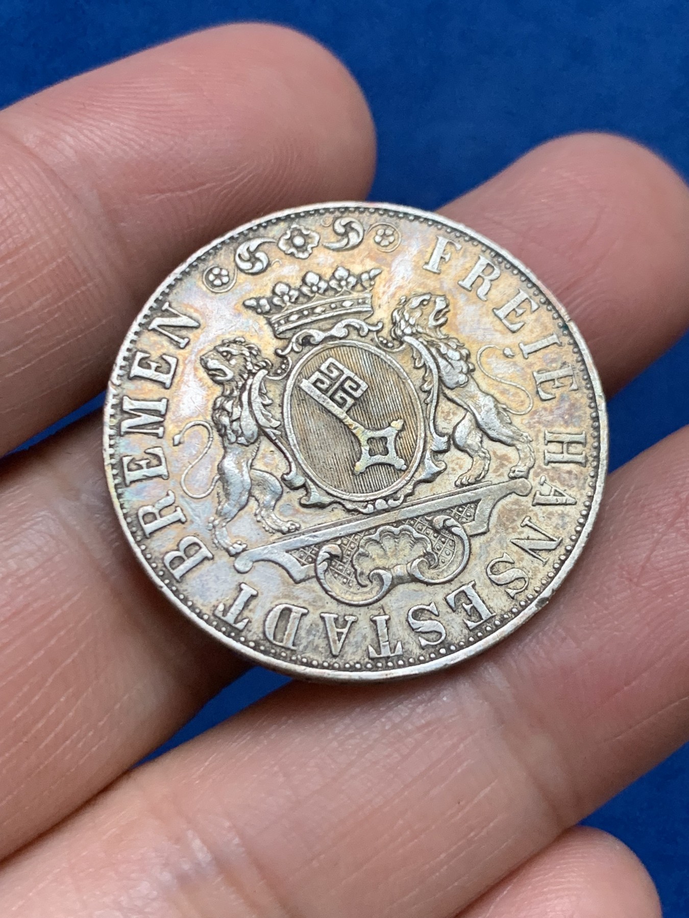 《竞宝斋》第249场-周日，周一 ，周二3场连拍 (全场包邮) 1859年德国不莱梅自由市36G银币