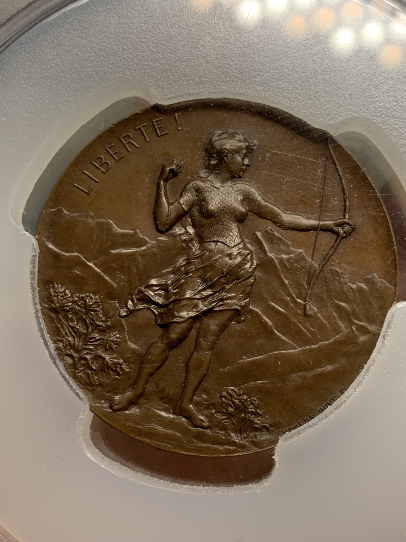 《竞宝斋》第249场-周日，周一 ，周二3场连拍 (全场包邮) PCGS  SP66  瑞士  1896  日内瓦射击节铜章，PCGS冠军分，大盒子封装完好