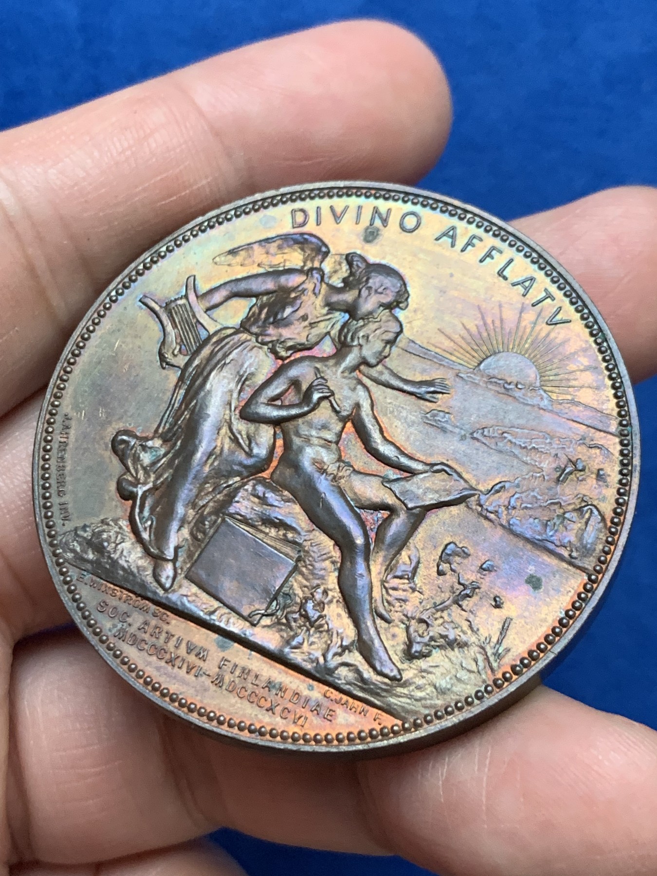 《竞宝斋》第249场-周日，周一 ，周二3场连拍 (全场包邮) 1846 芬兰艺术家协会铜章，直径47.5mm，约54.9克