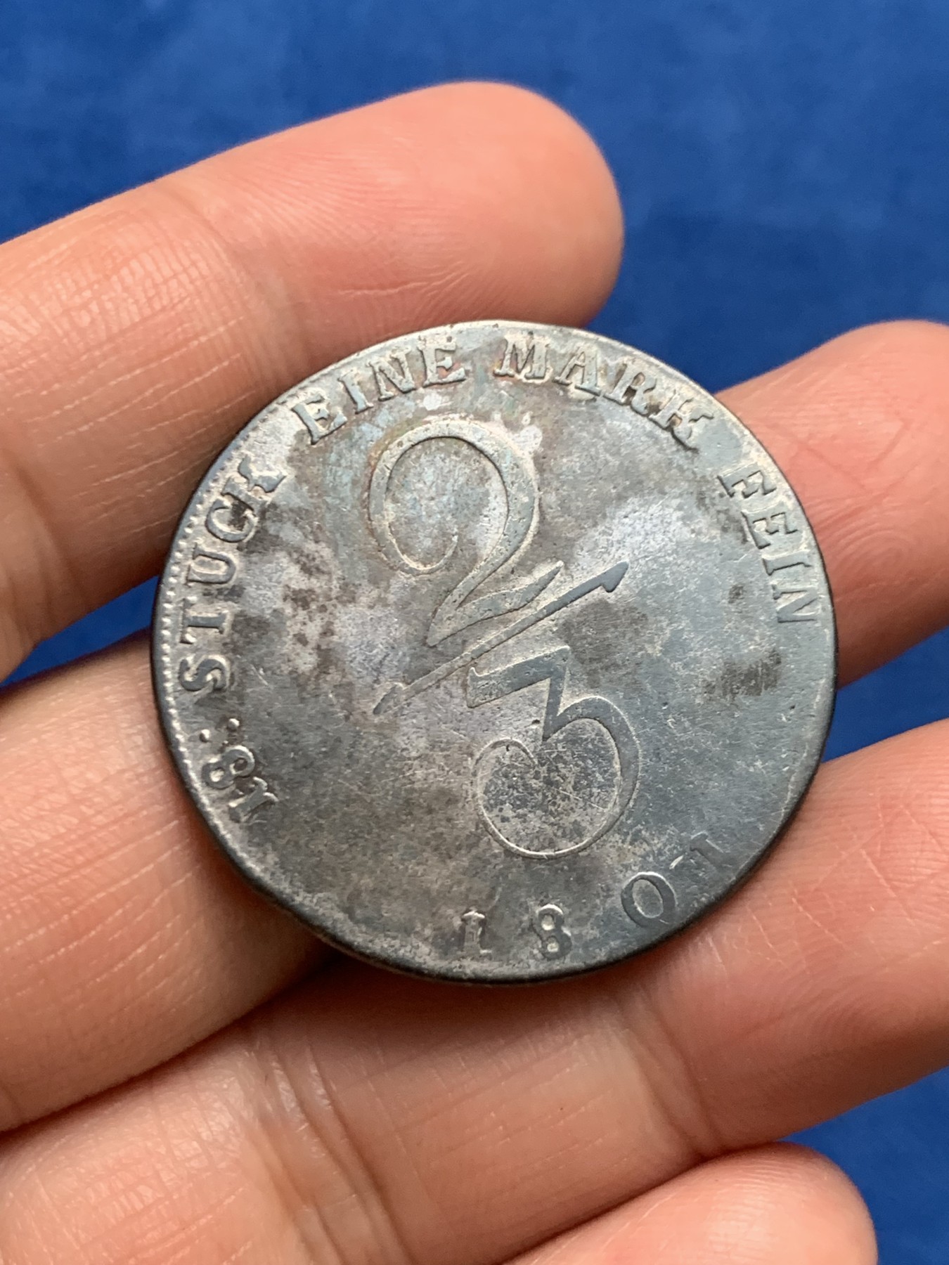 《竞宝斋》第249场-周日，周一 ，周二3场连拍 (全场包邮) 1801年德国梅克伦堡什未林2/3泰勒银币