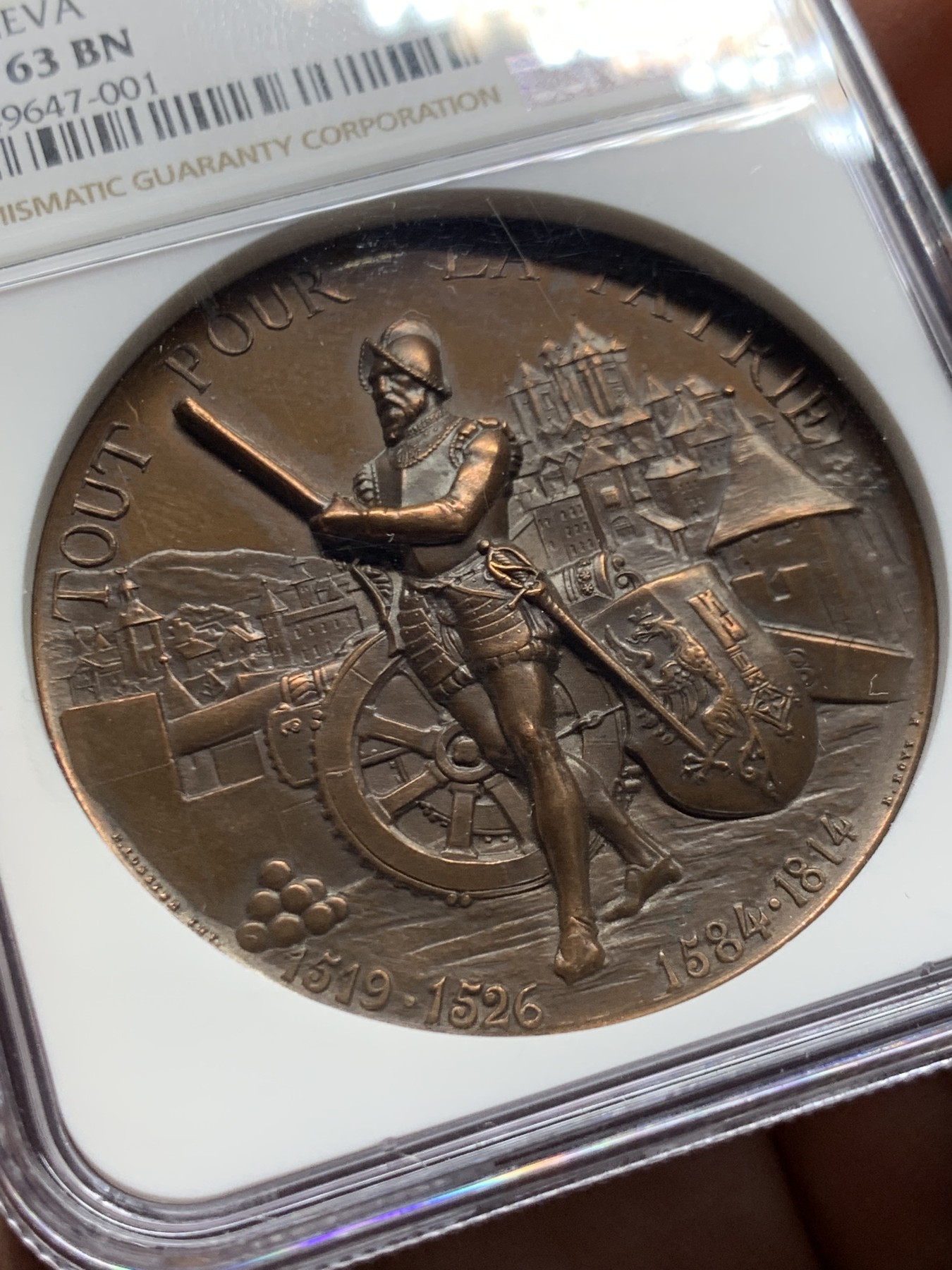 《竞宝斋》第249场-周日，周一 ，周二3场连拍 (全场包邮) NGC  MS63BN  瑞士  1887  日内瓦射击节铜章