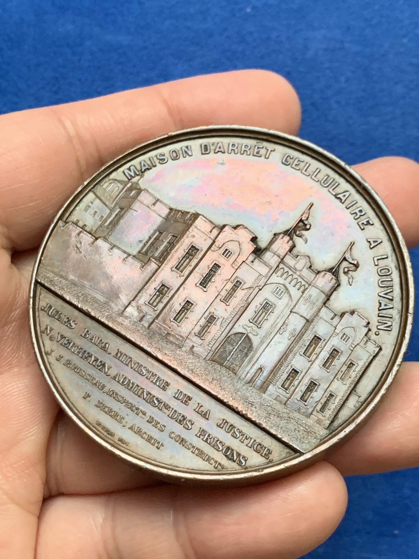 《竞宝斋》第249场-周日，周一 ，周二3场连拍 (全场包邮) 1868 比利时麦森监狱铜章，直径59mm，约96.4克