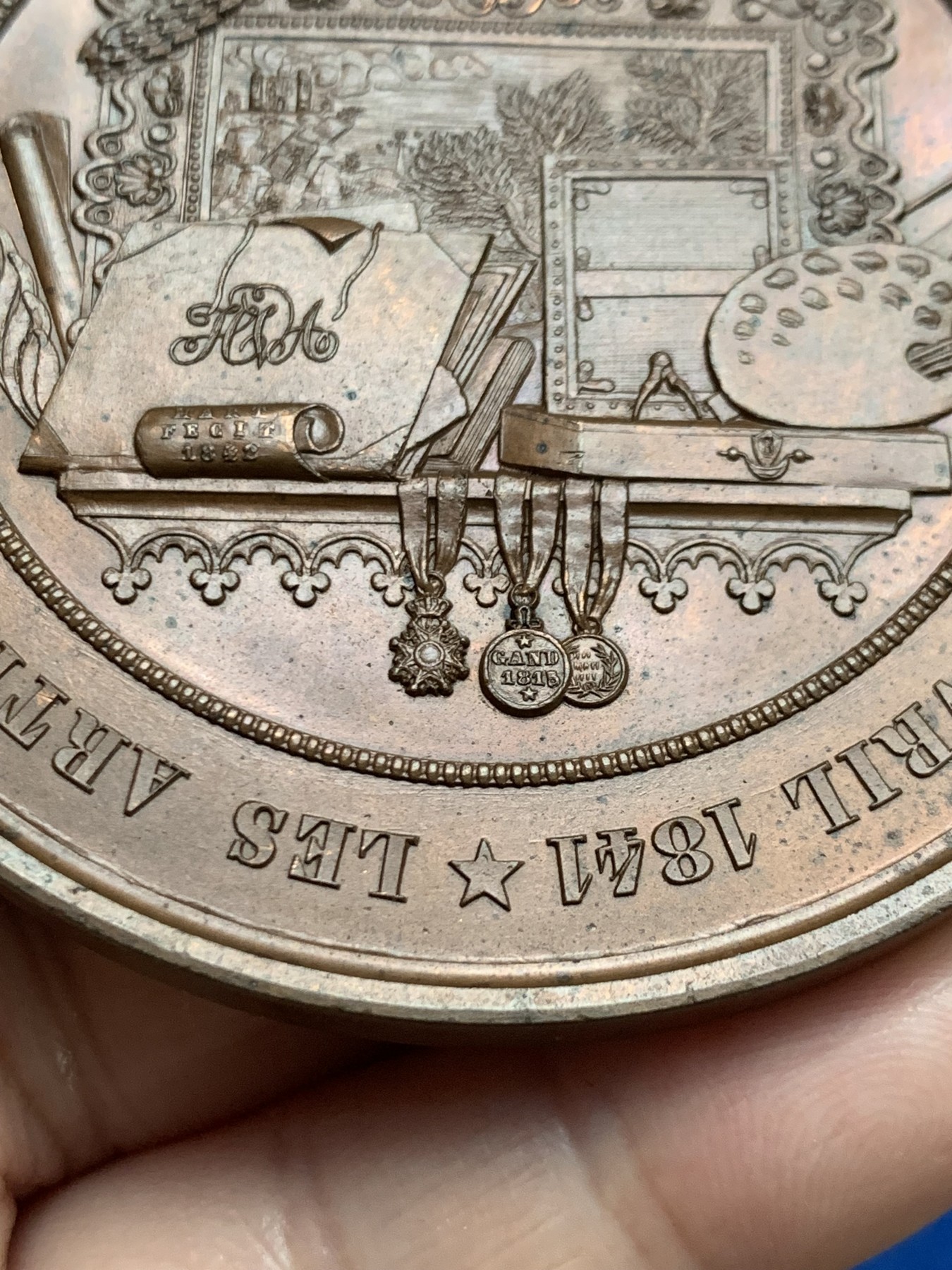 《竞宝斋》第249场-周日，周一 ，周二3场连拍 (全场包邮) 1841 比利时艺术家亨利纪念铜章，直径68mm,约122.7克