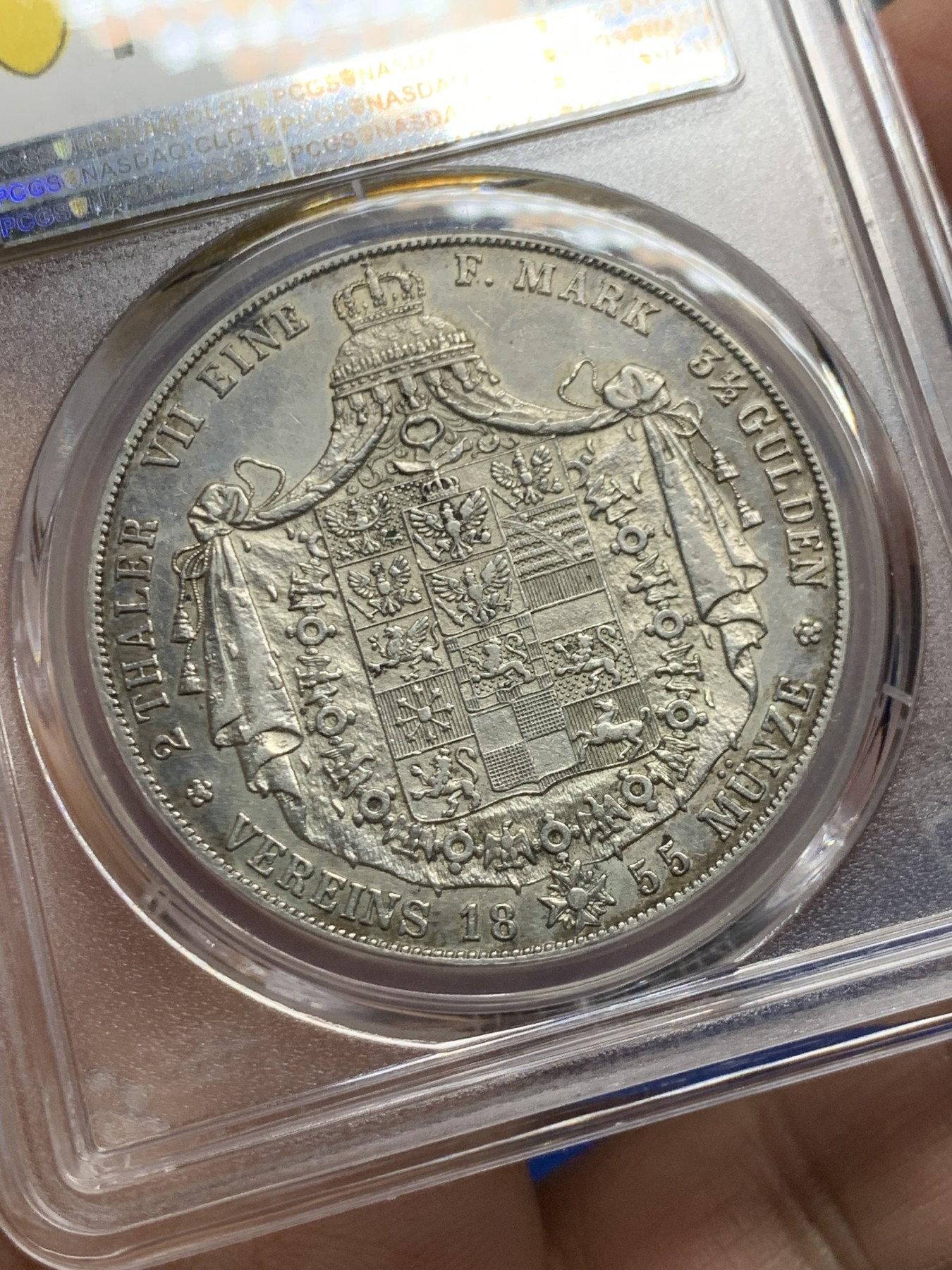 《竞宝斋》第249场-周日，周一 ，周二3场连拍 (全场包邮) PCGS  AU53  德国  1855年  普鲁士威廉四世2泰勒