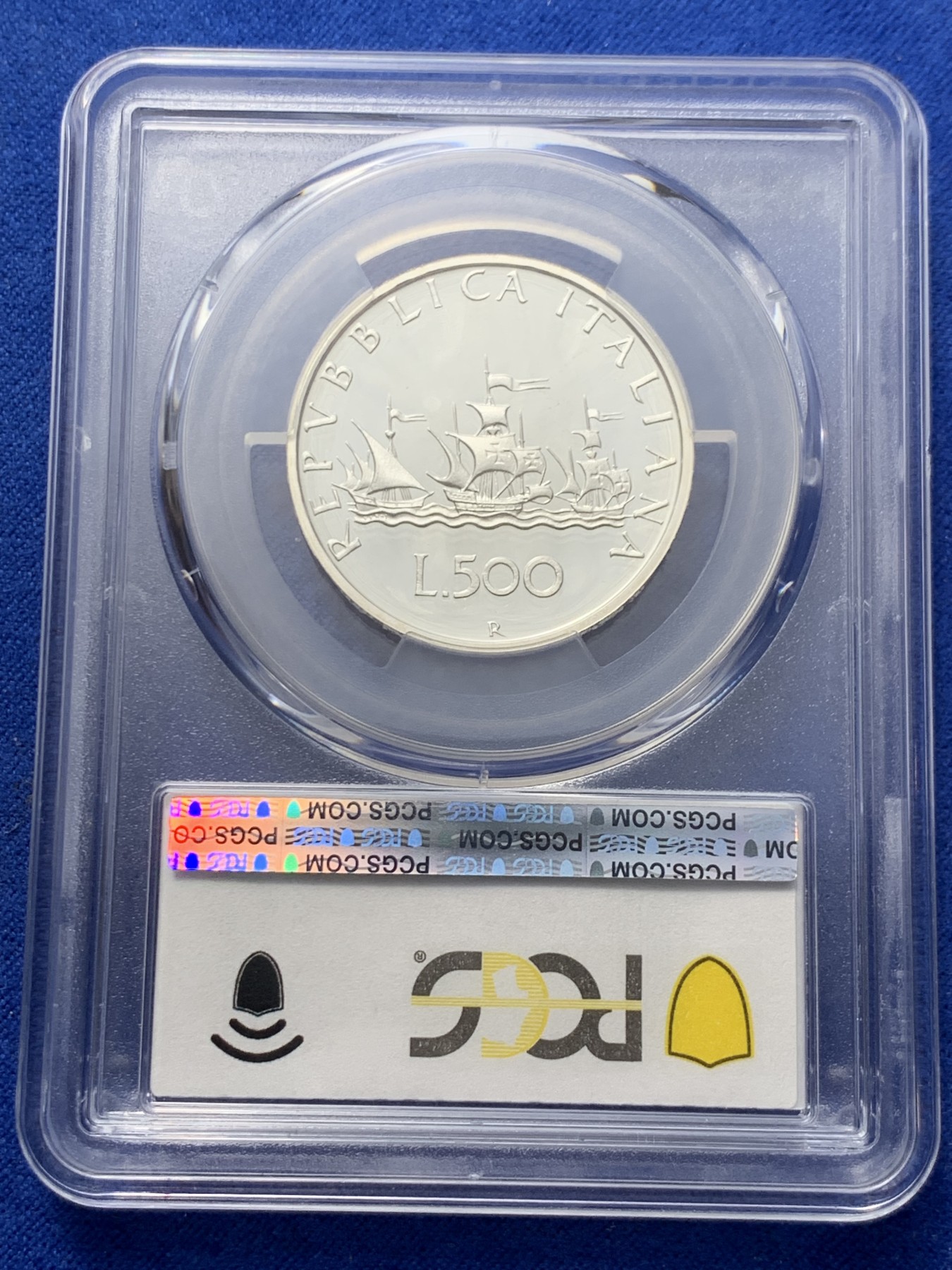 《竞宝斋》第249场-周日，周一 ，周二3场连拍 (全场包邮) PCGS PR69DCAM 意大利1999年帆船少女500里拉精制银币 冠军分