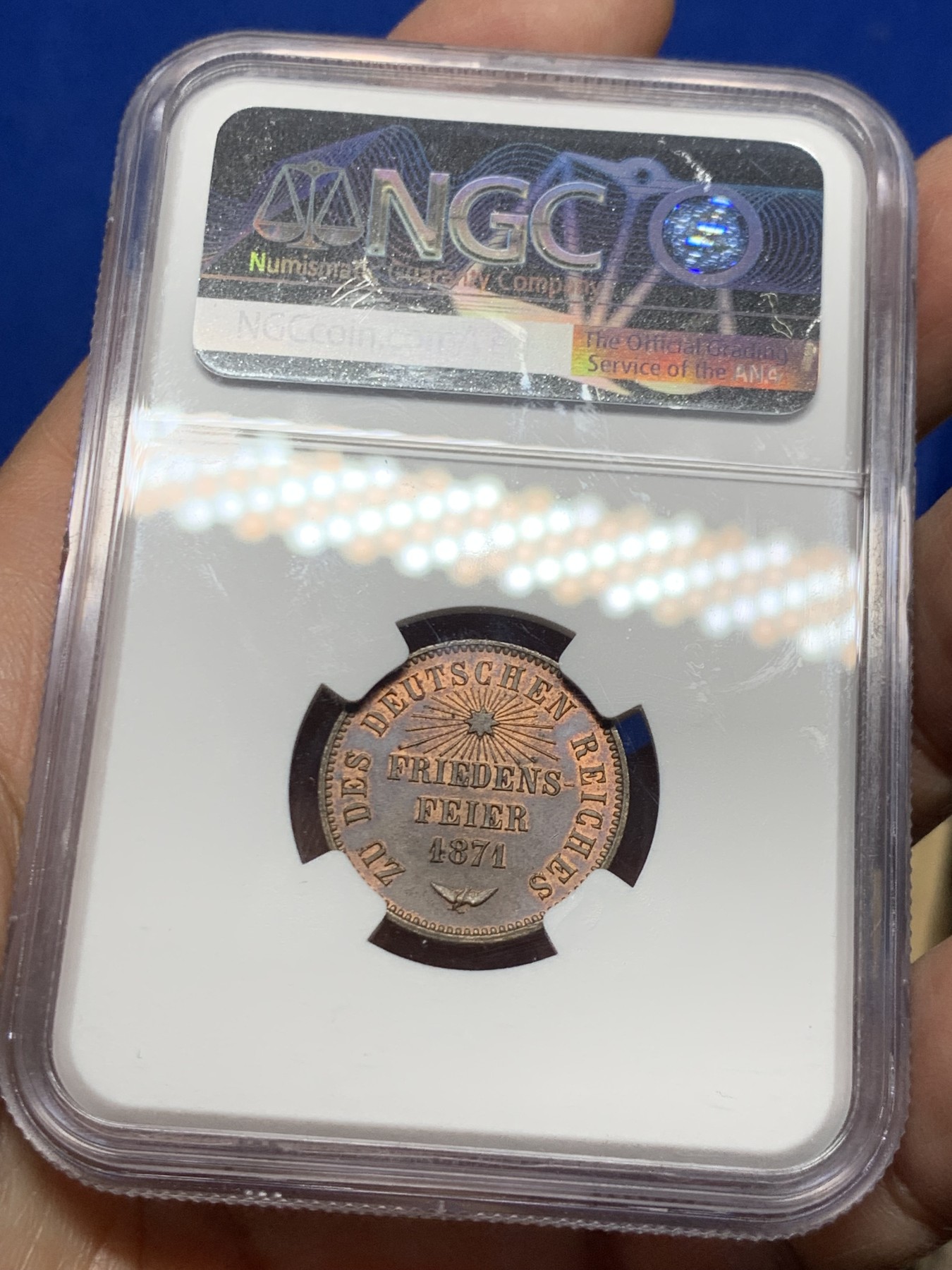 《竞宝斋》第249场-周日，周一 ，周二3场连拍 (全场包邮) NGC  MS64BN  德国  1871年  巴登胜利克鲁泽，普法战争胜利克鲁泽，品相不错