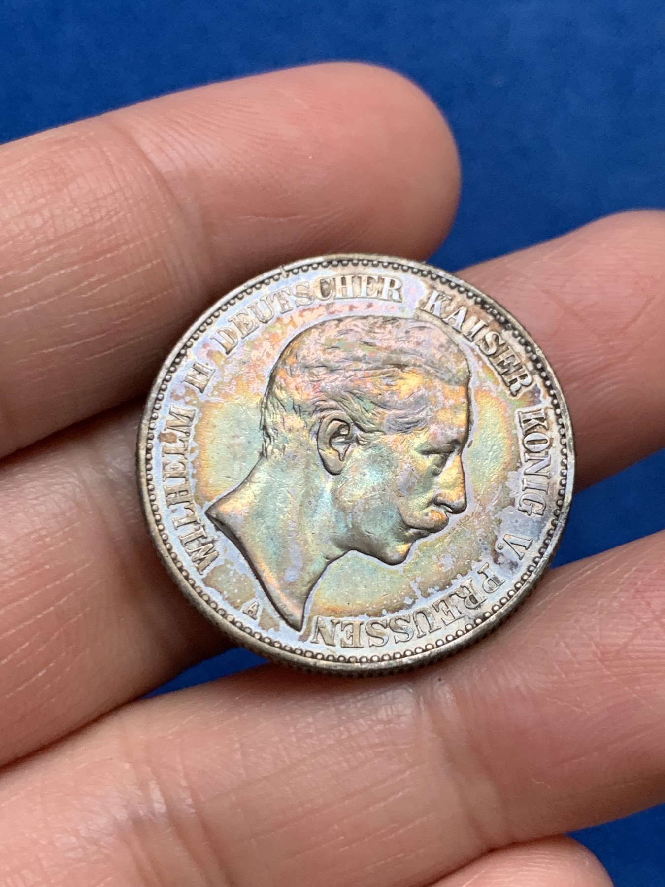 《竞宝斋》第249场-周日，周一 ，周二3场连拍 (全场包邮) 1888年德国普鲁士威廉二世2马克银币