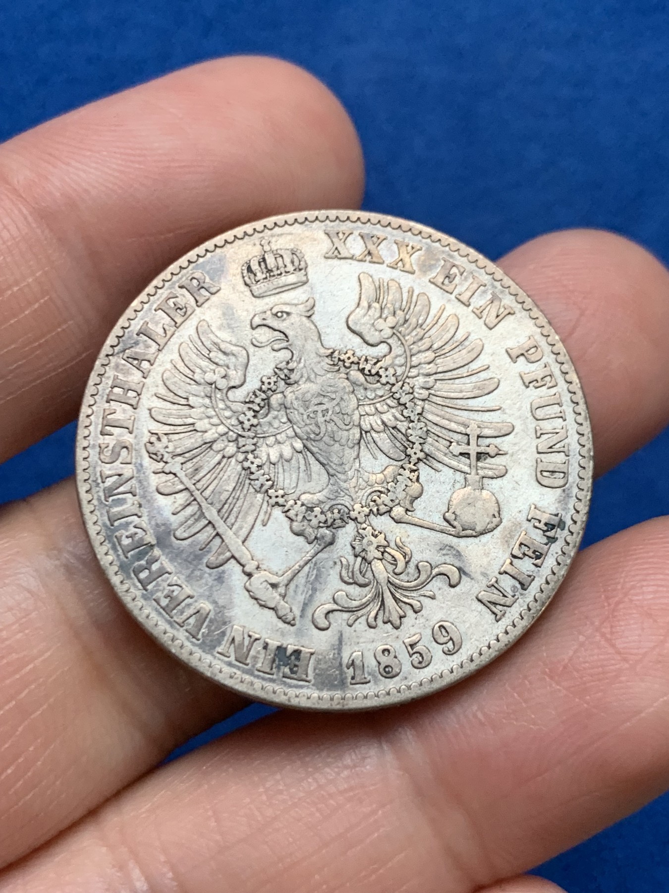 《竞宝斋》第249场-周日，周一 ，周二3场连拍 (全场包邮) 1859年德国普鲁士威廉四世泰勒银币