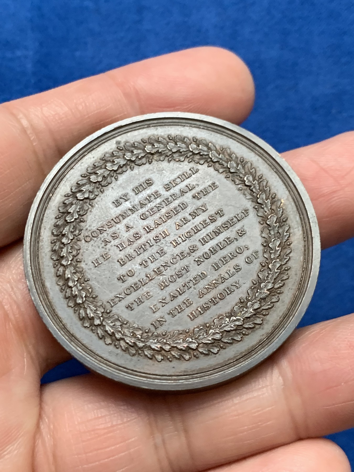 《竞宝斋》第249场-周日，周一 ，周二3场连拍 (全场包邮) 1815 英国威灵顿公爵胜利铜章，直径45.5mm，约54.2克