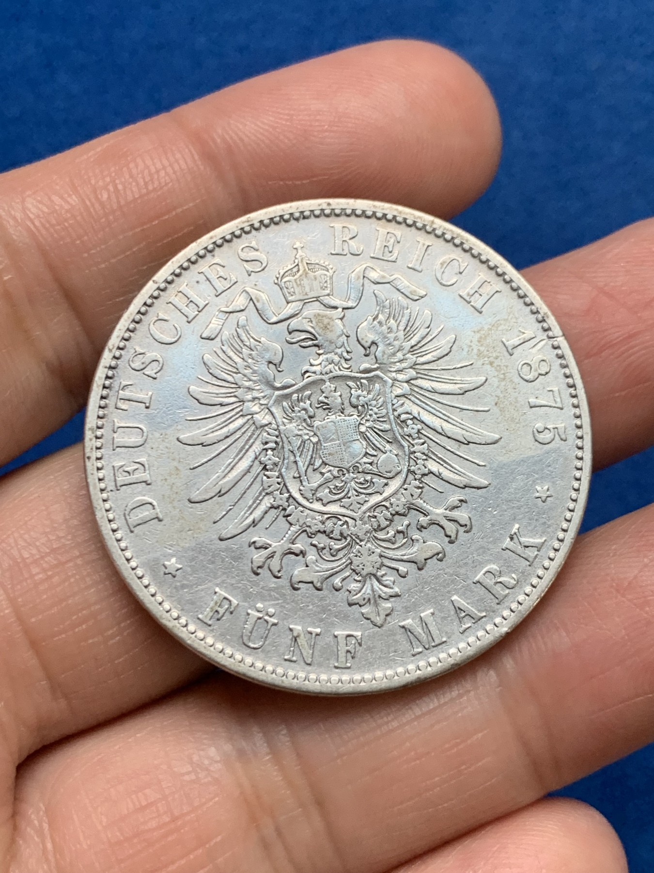 《竞宝斋》第249场-周日，周一 ，周二3场连拍 (全场包邮) 1875年德国巴伐利亚路德维希5马克银币