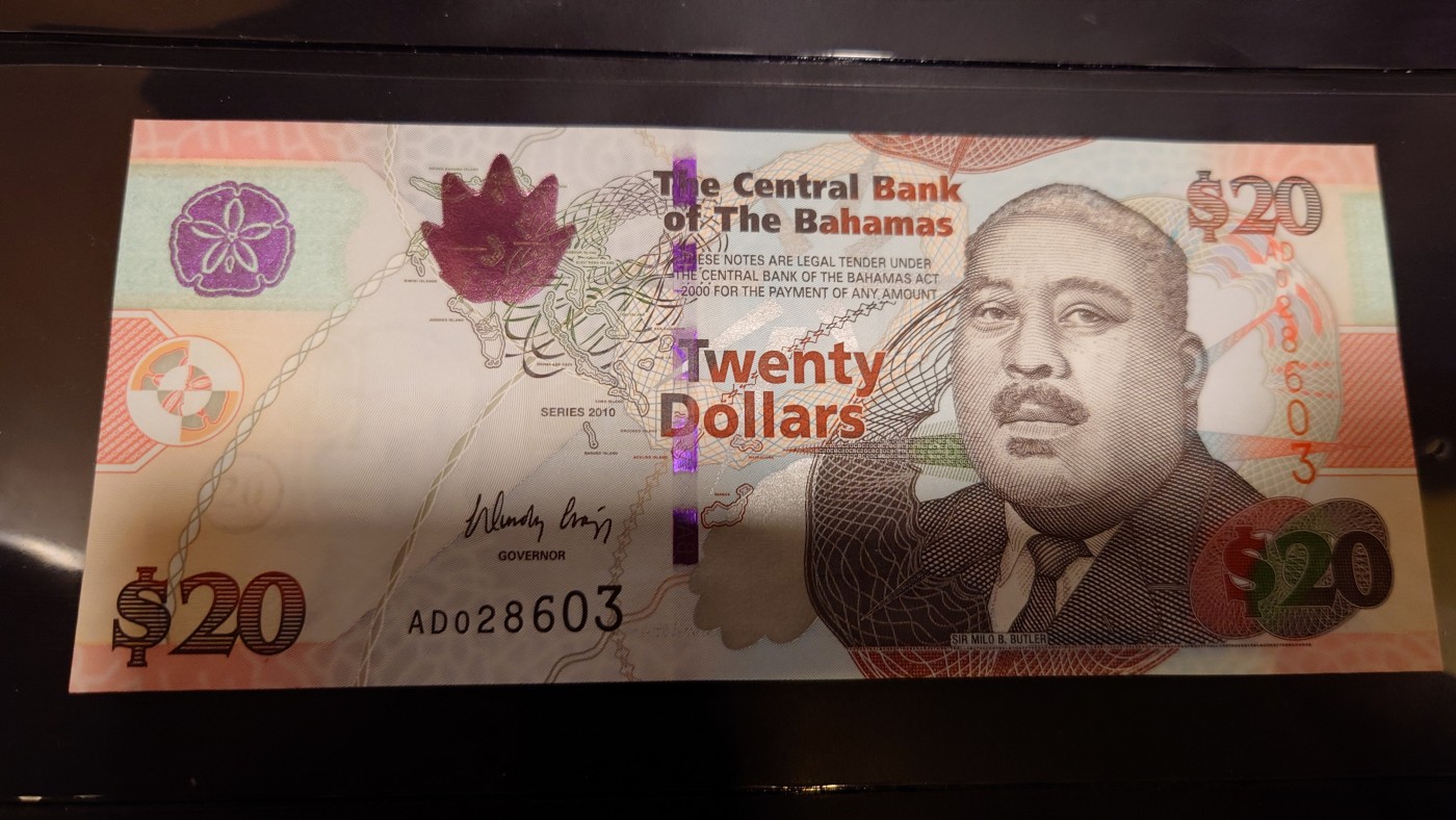 【世界钱币】精选微拍第98期暨2024年第9期  2010年巴哈马20元 全新绝品无47