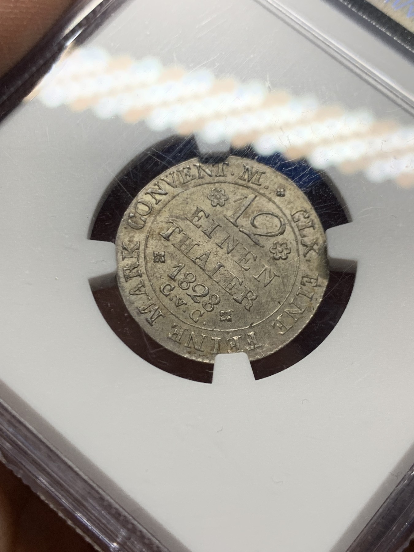 《竞宝斋》第249场-周日，周一 ，周二3场连拍 (全场包邮) NGC  MS63  德国  1828年  布伦瑞克1/12泰勒