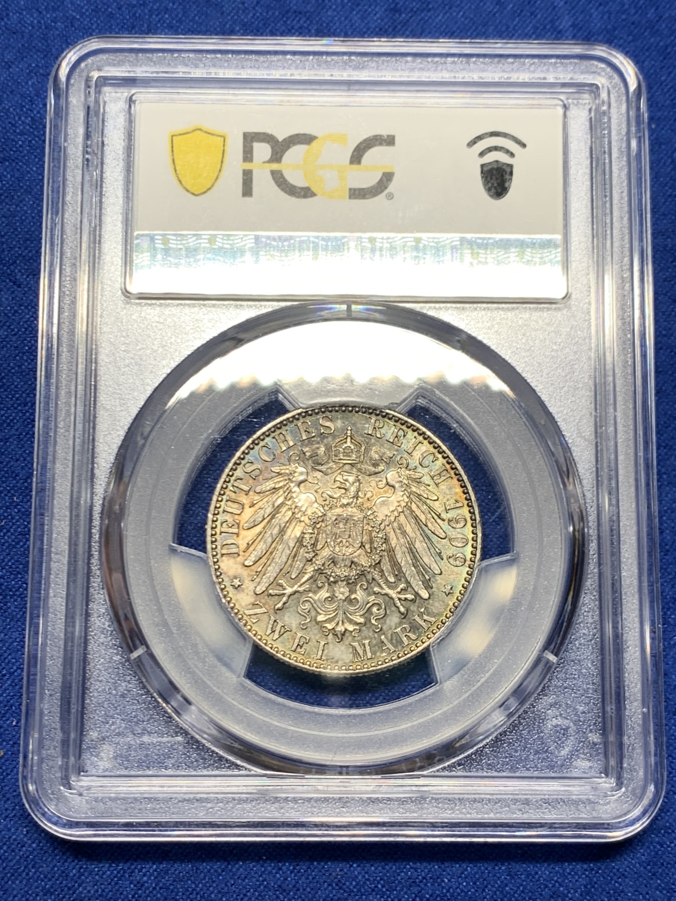 《竞宝斋》第249场-周日，周一 ，周二3场连拍 (全场包邮) PCGS  MS64  德国  1909年  萨克森莱比锡大学2马克